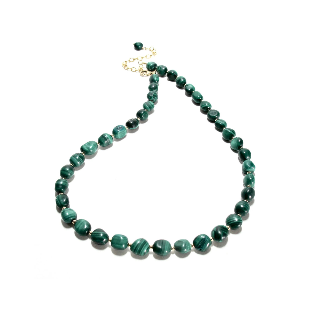 Malachite Pebble Bead Necklace