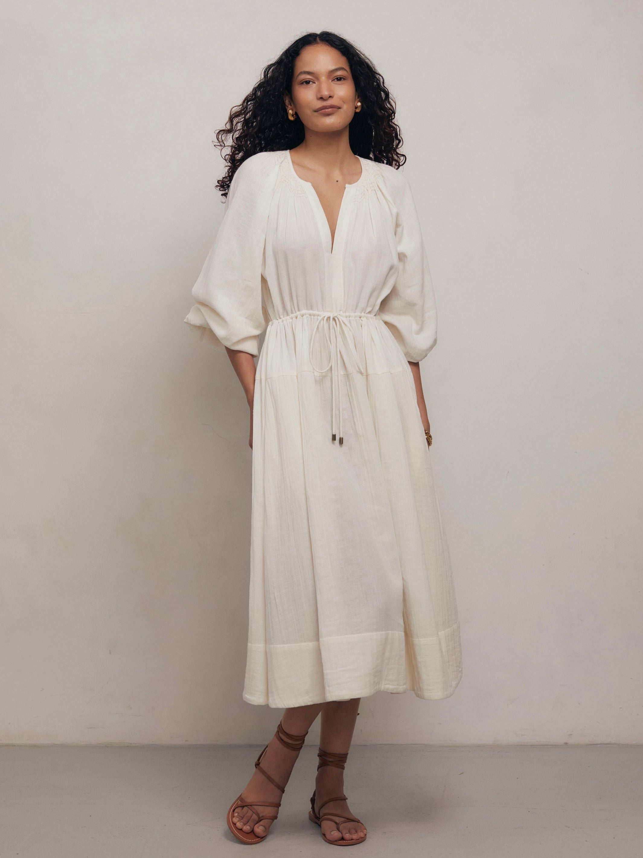 VICTORINE - Panna Cotton Gauze Dress