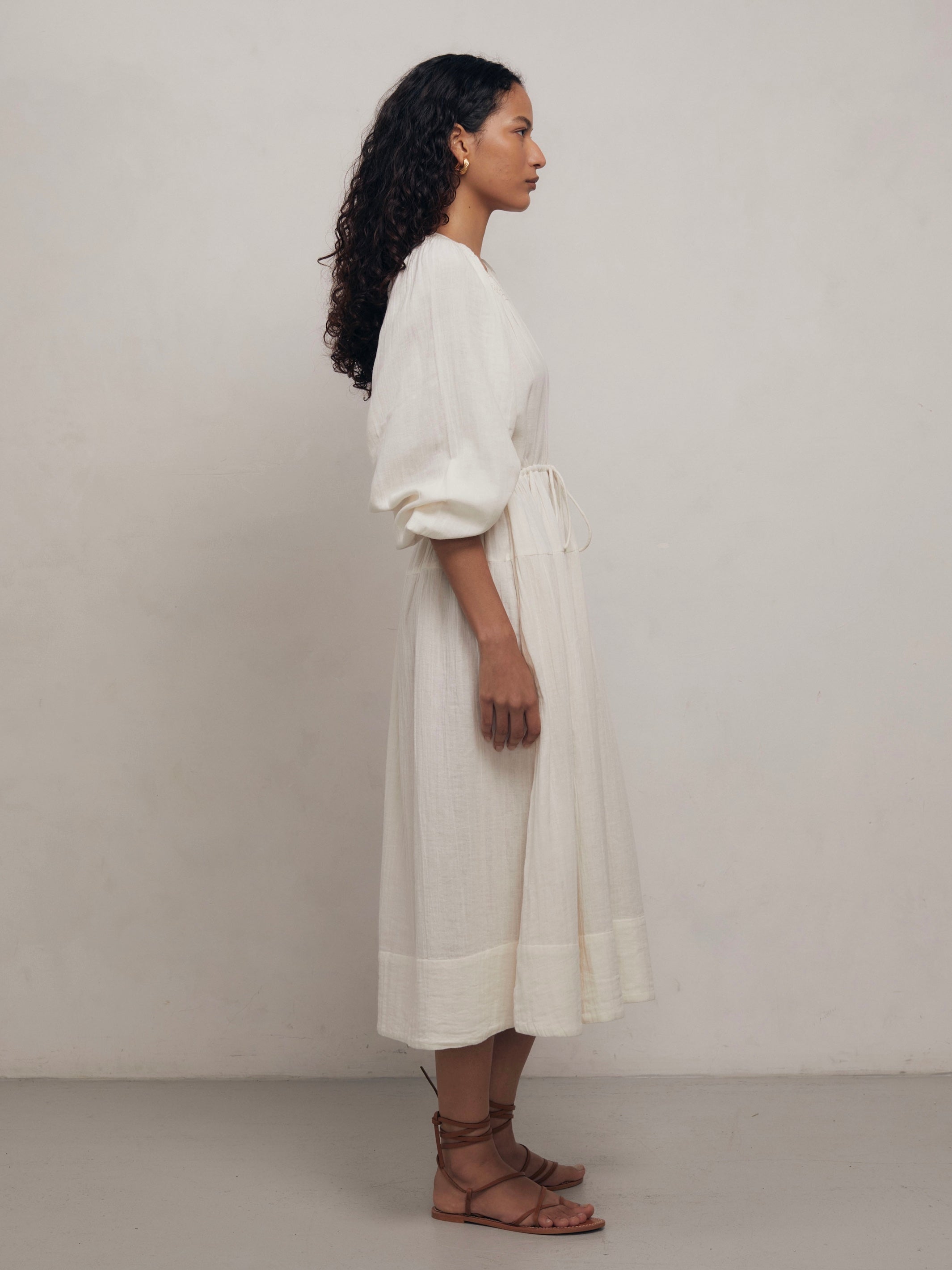 VICTORINE - Panna Cotton Gauze Dress