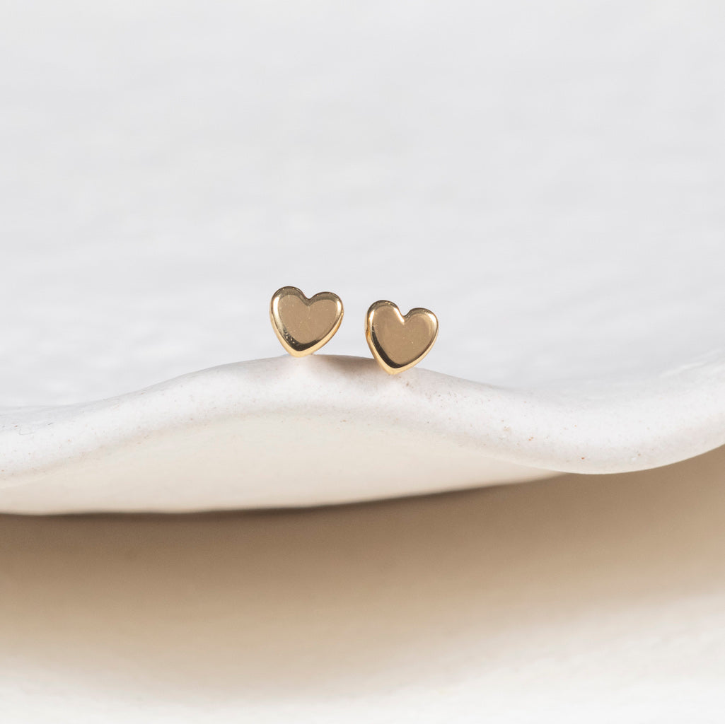 Verona Mini Gold Vermeil Full Heart Stud Earrings