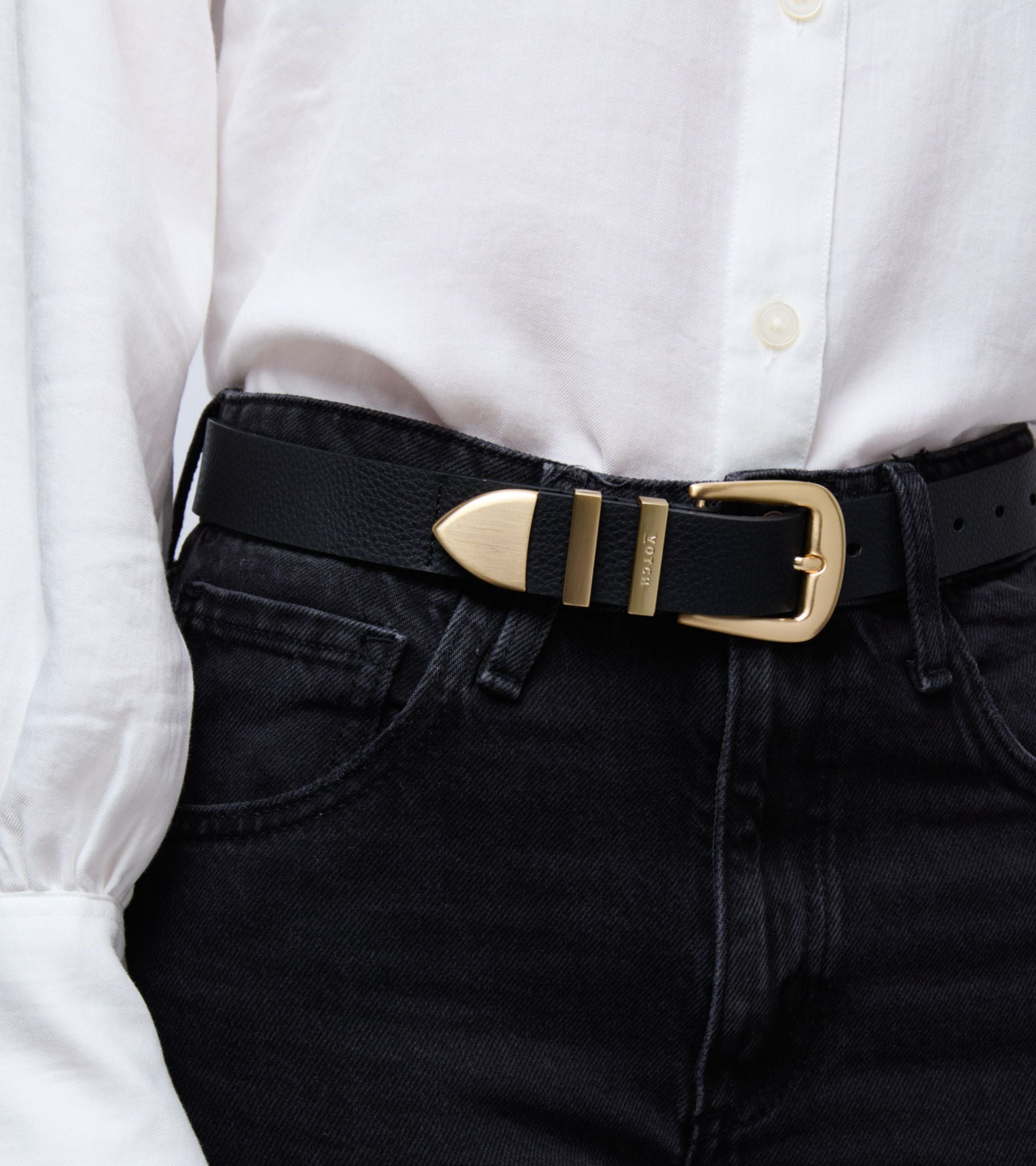 Daisy Vegan Bio-Based Bamboo Western Belt in Black
