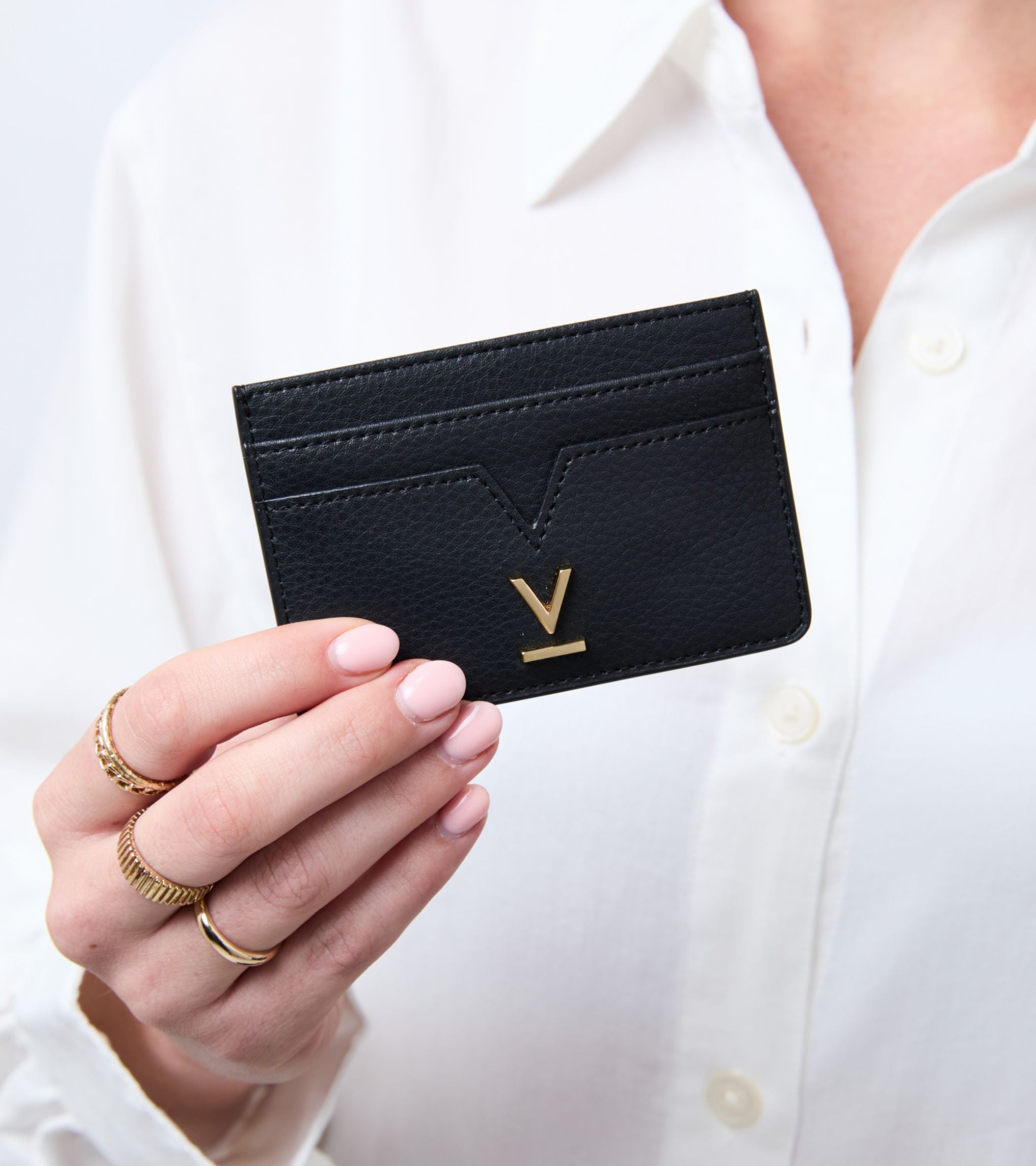 Elia Vegan Bio-Based Bamboo Leather Card Holder in Black