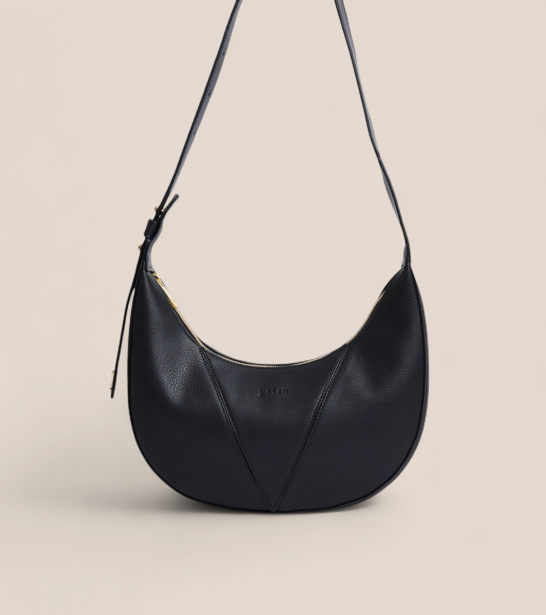 River Vegan Bio-Based Bamboo Leather Hobo Bag in Black