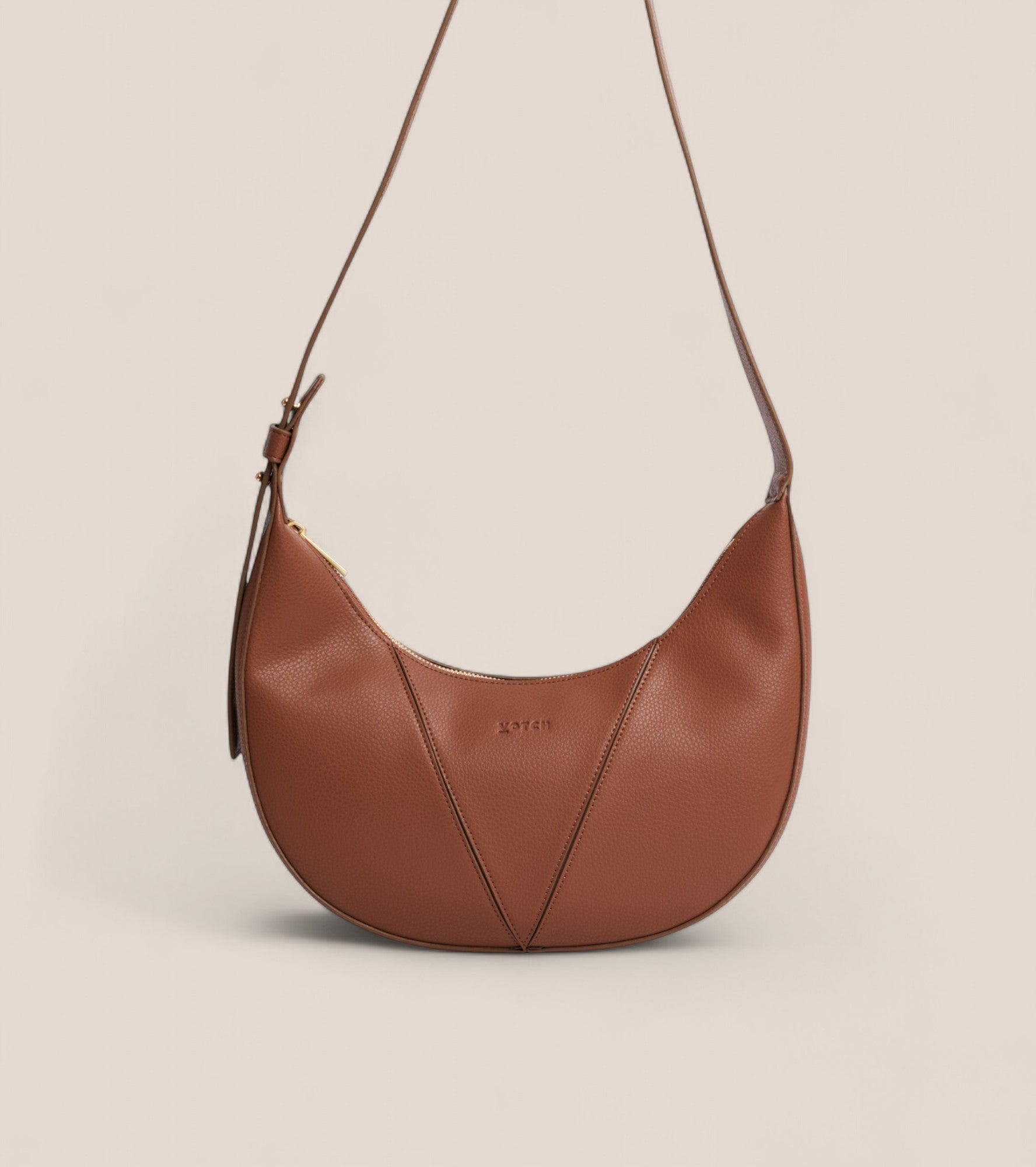 River Vegan Bio-Based Bamboo Leather Hobo Bag in Brown