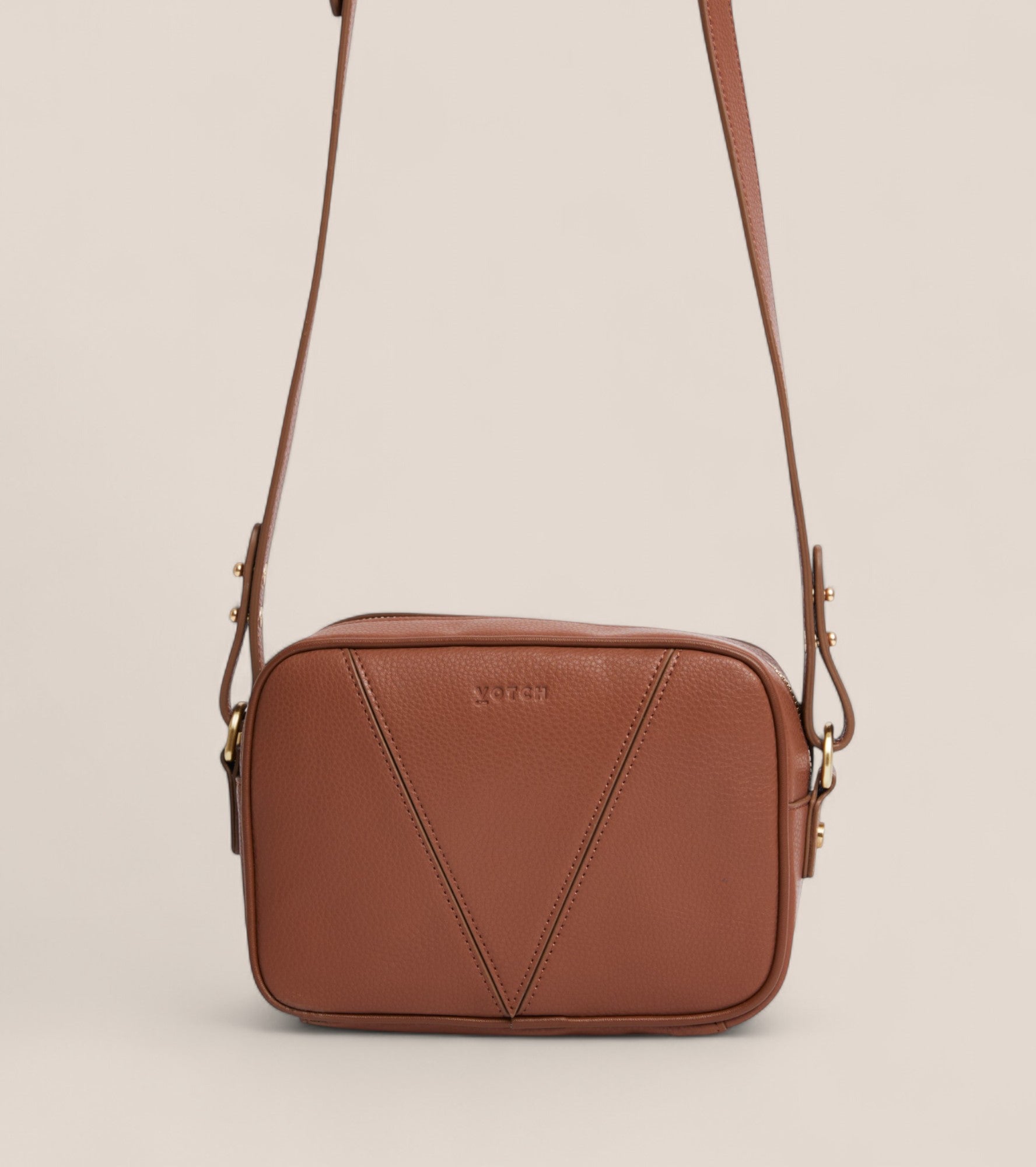 Silvie Vegan Bio-Based Bamboo Dual-Look Bamboo Crossbody Bag in Brown