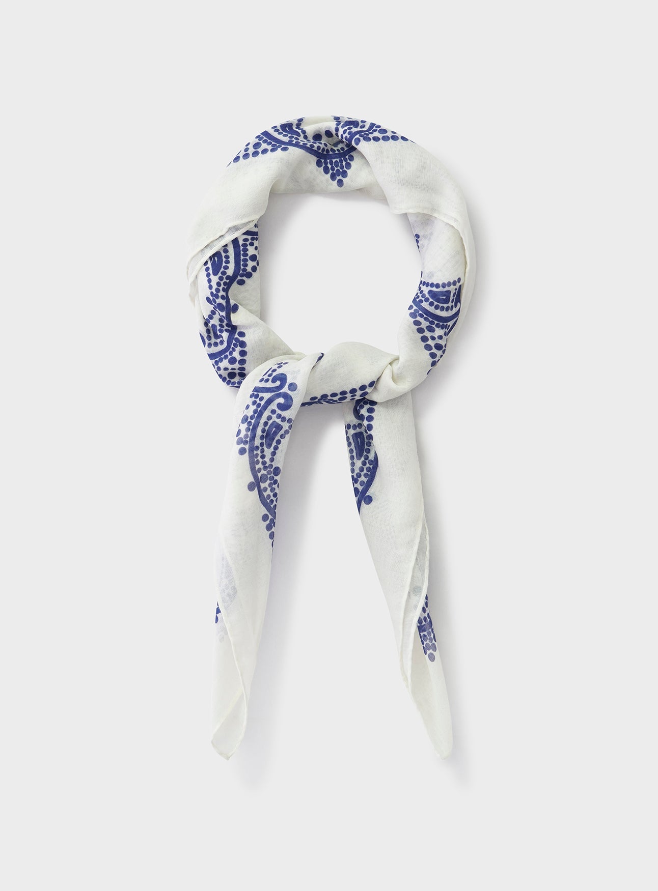 Cotton & Cashmere White Como Print Neem Bandana
