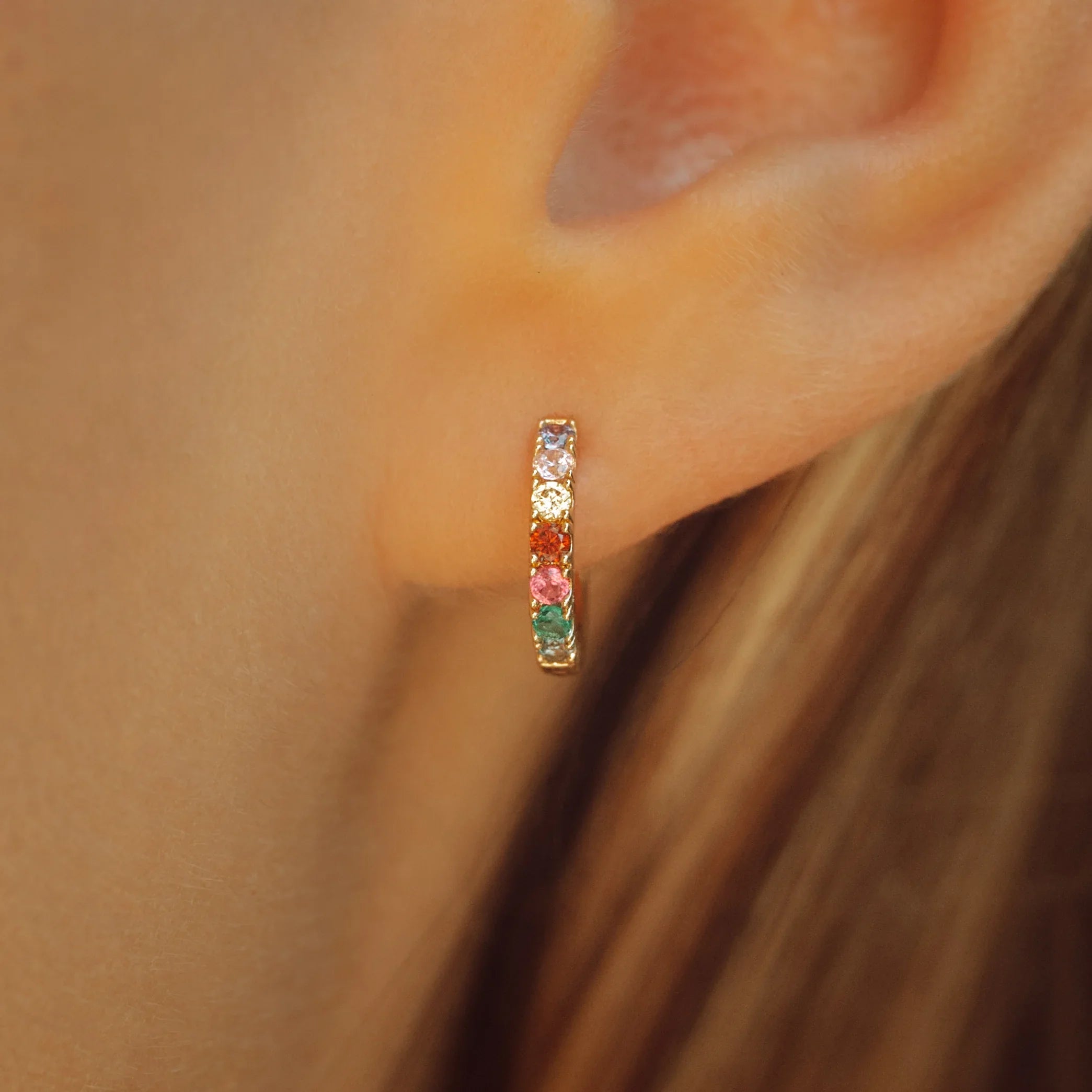 Rainbow Huggie Hoops