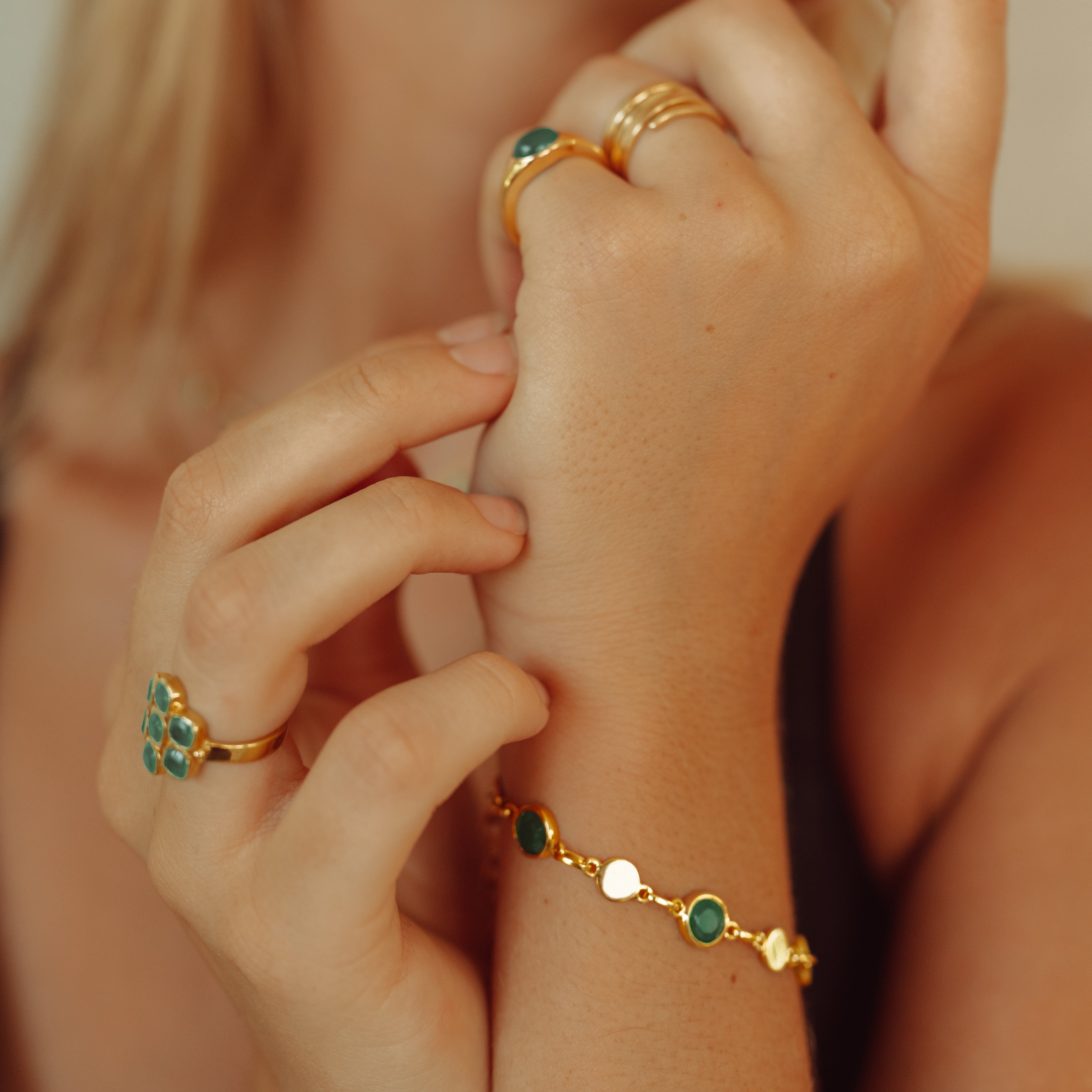 The Coco Bracelet in Gold and Green Onyx