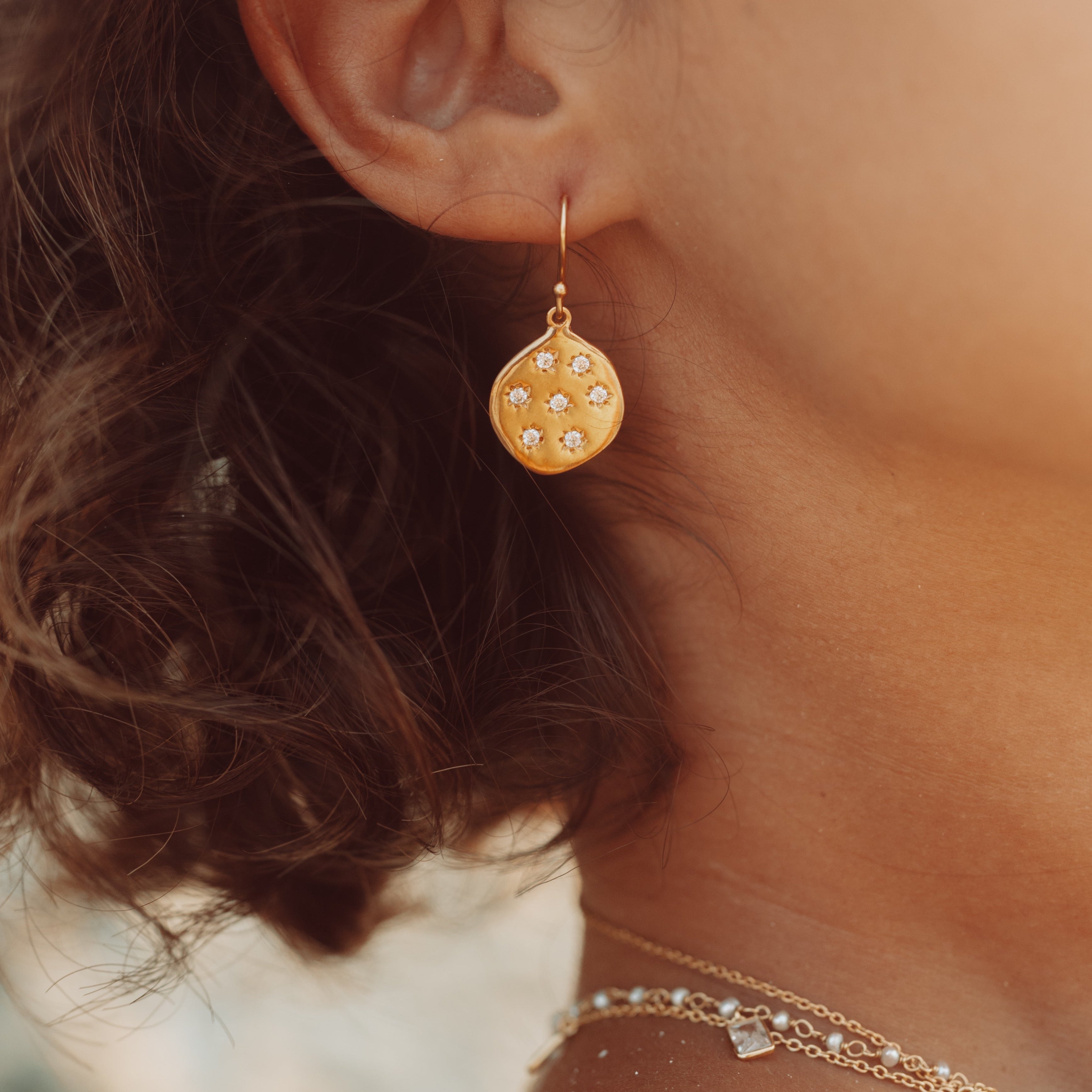 Stargazer Earrings in Gold and Zirconia
