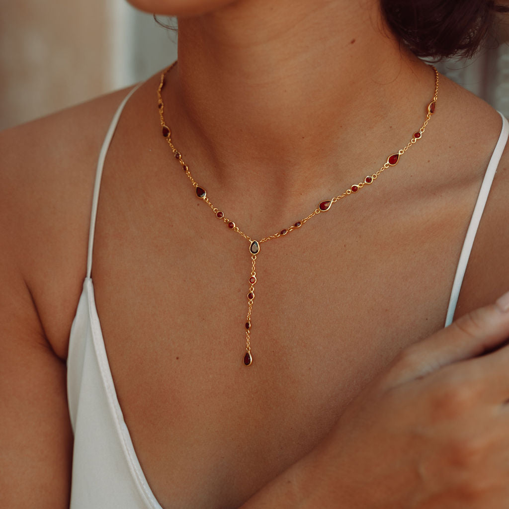 The Y Drop Necklace in Zirconia