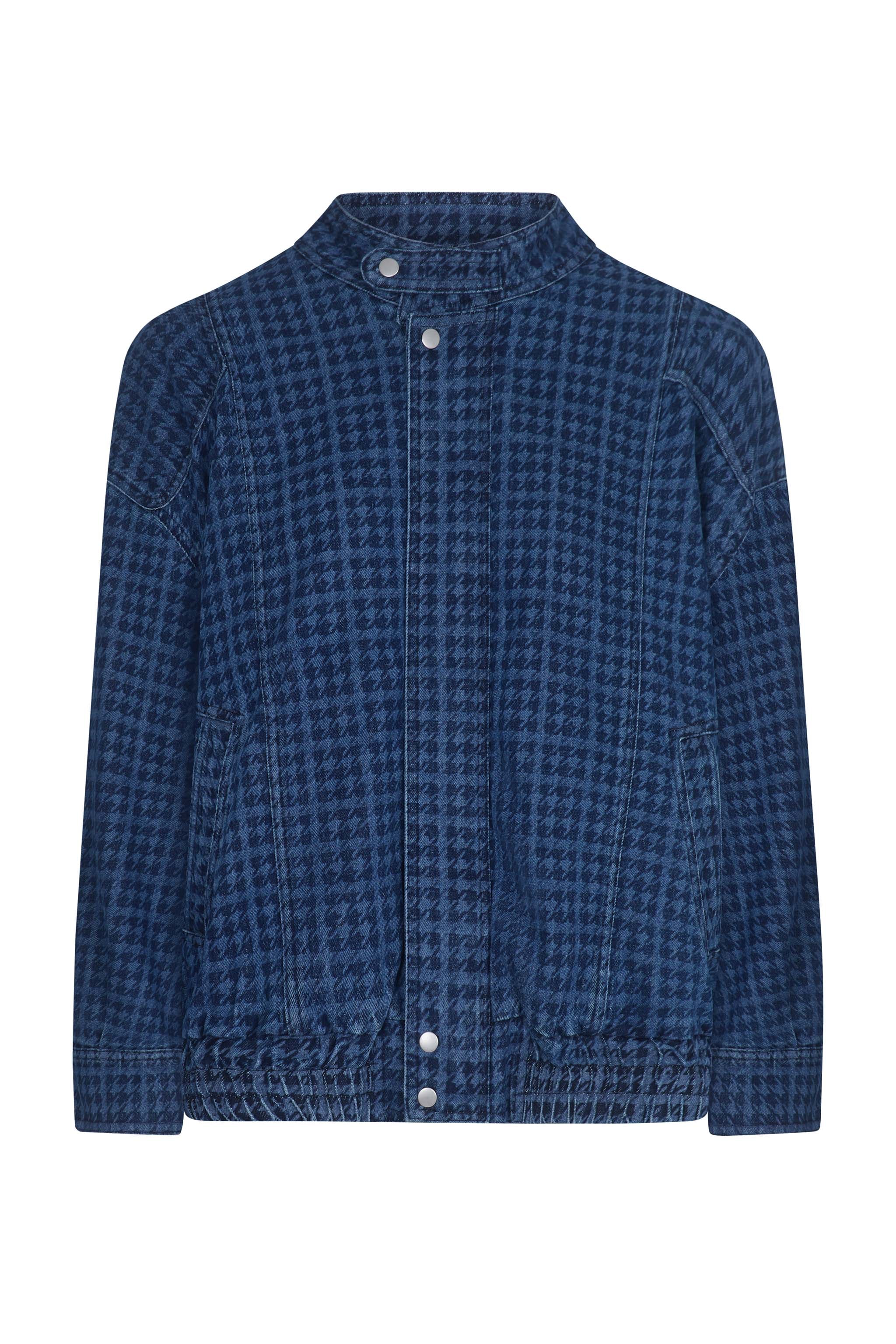 Juno Oversized Bomber Jacket in Houndstooth Americana