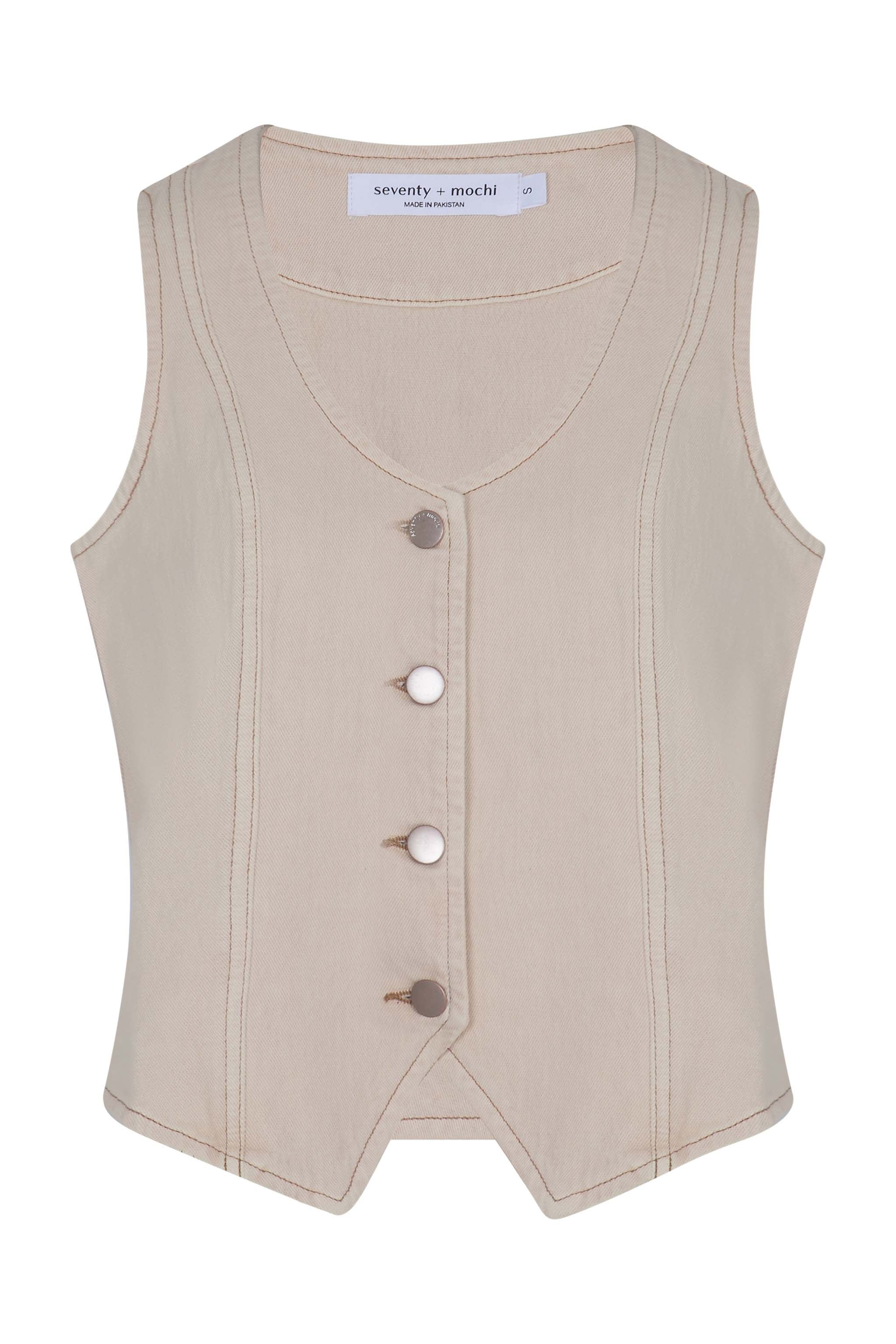 Kiki Denim Vest in Pebble