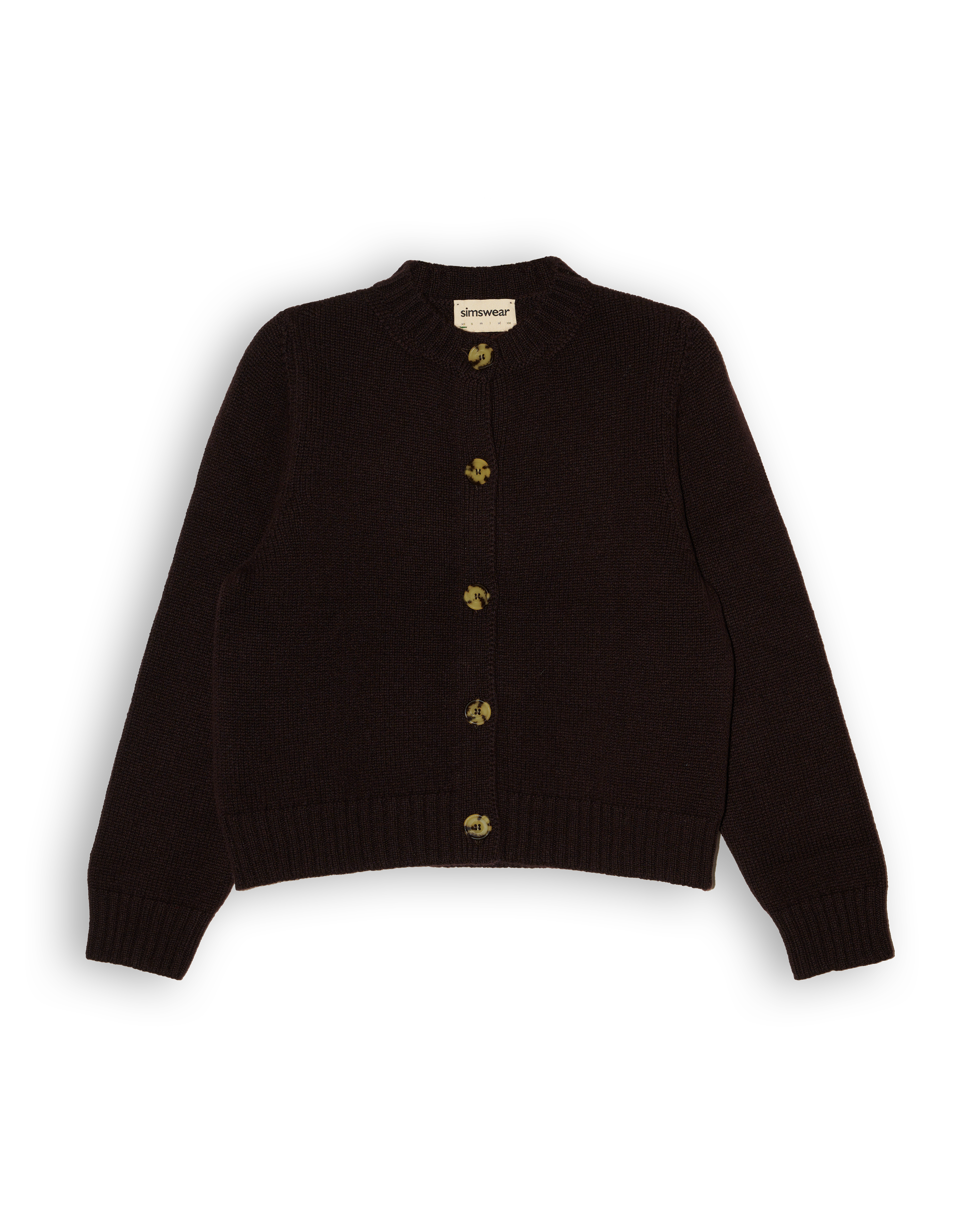 Merino Lambswool Cardigan - Dark Brown