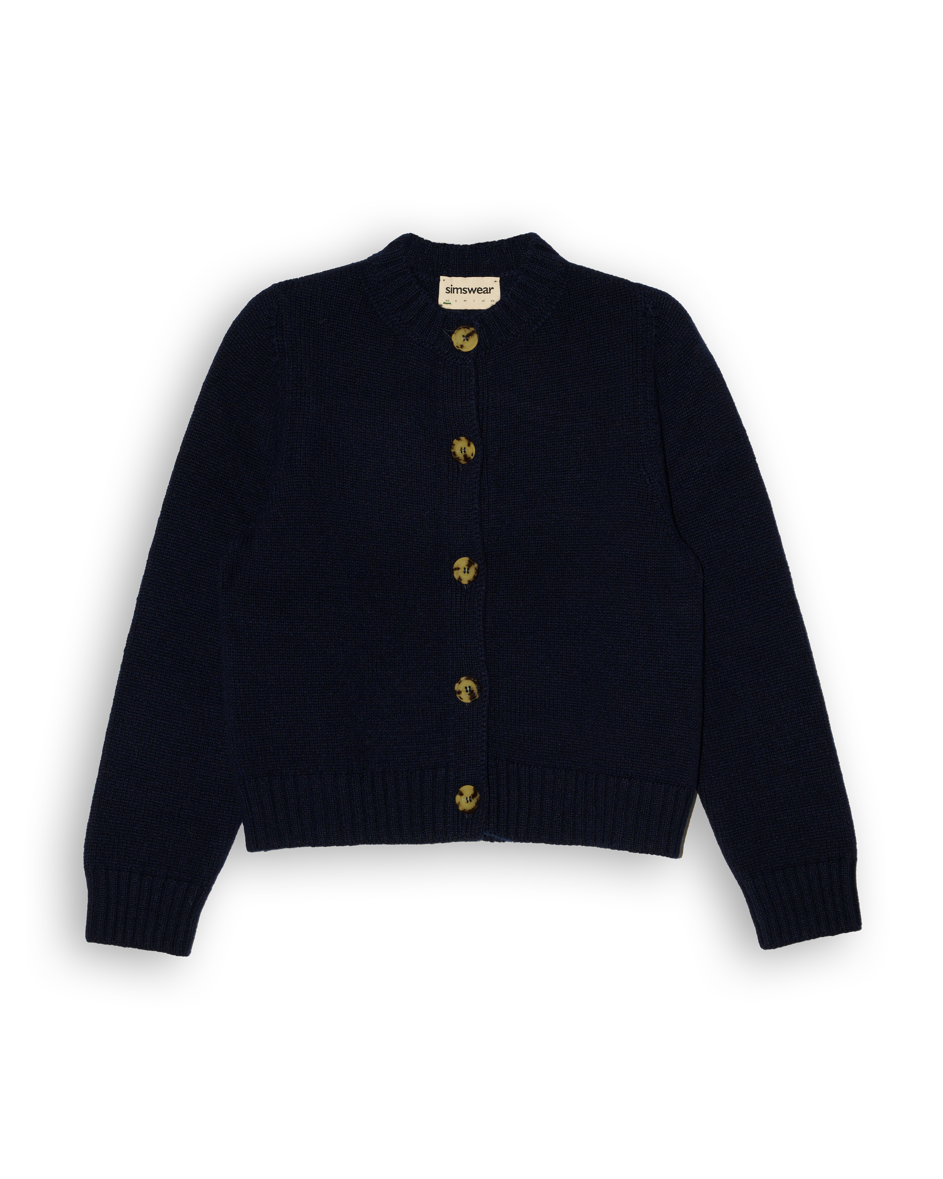 Merino Lambswool Cardigan - Navy Blue (Knitted-to-Order)