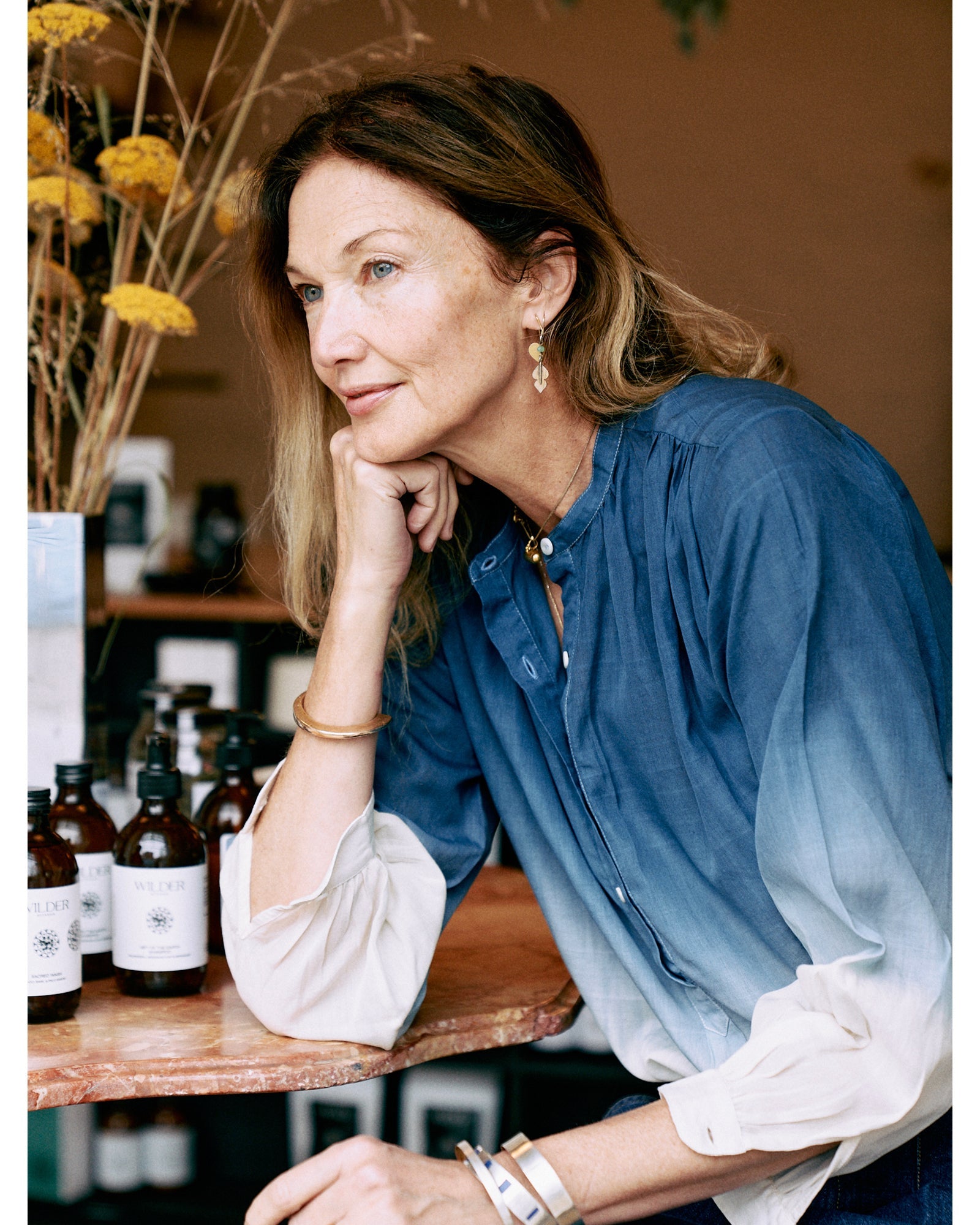 Wren Blouse | Indigo/Ecru Dip Dye