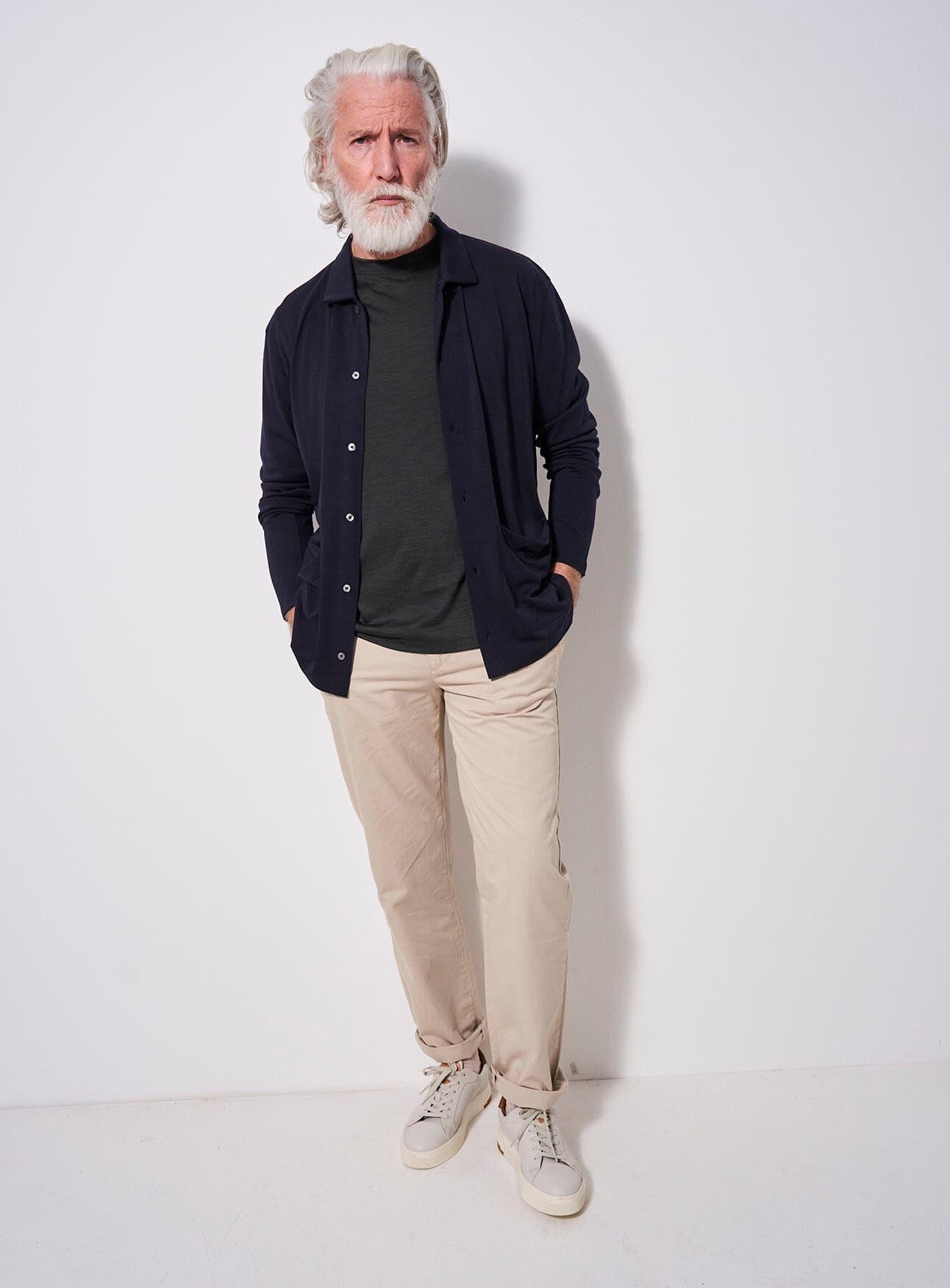ZQ Merino Super 120s Neem Navy Jersey Cardigan