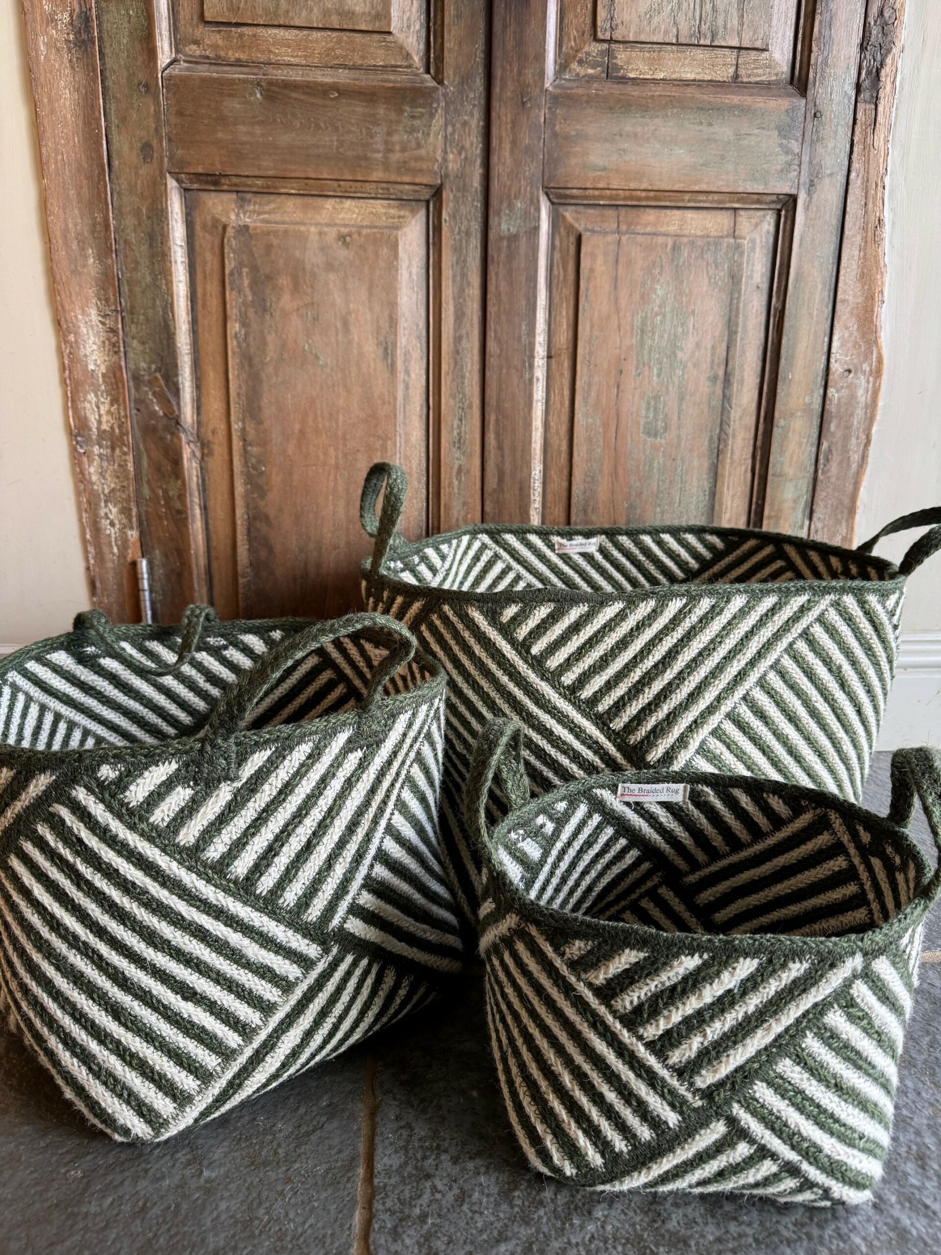 Zebra Basket in Olive