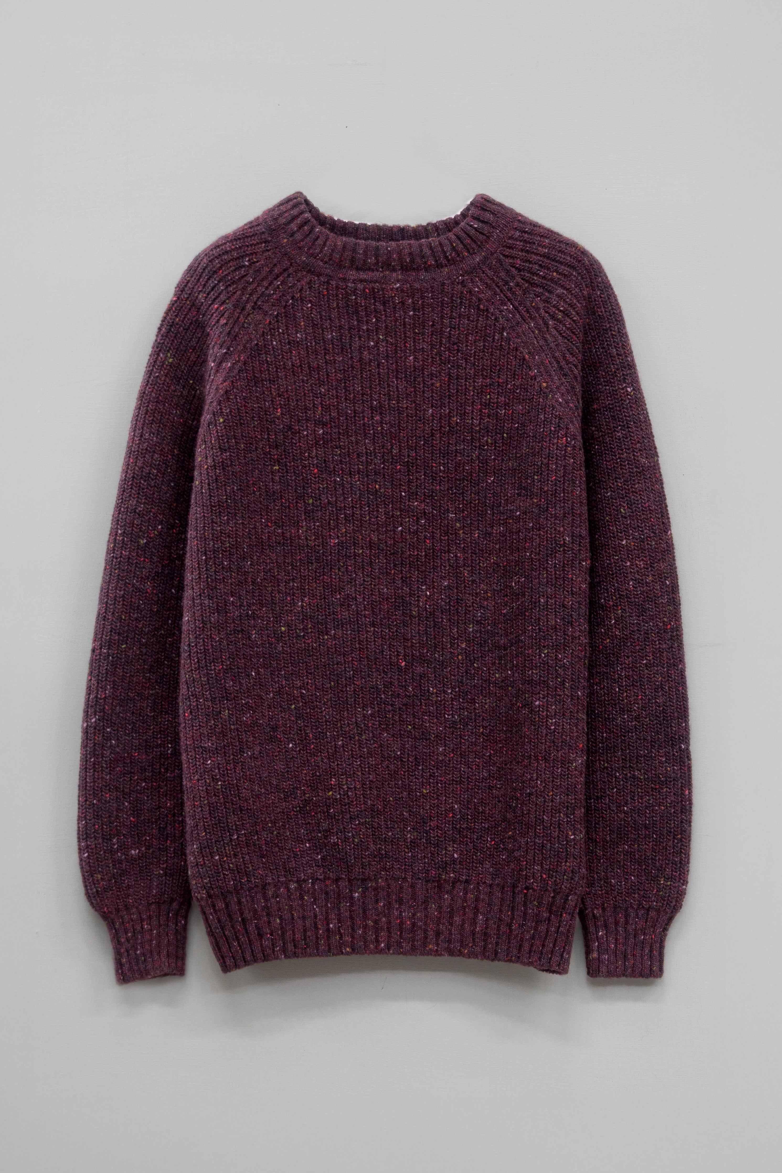The Olann Donegal Merino Crew Neck Sweater in Mulberry