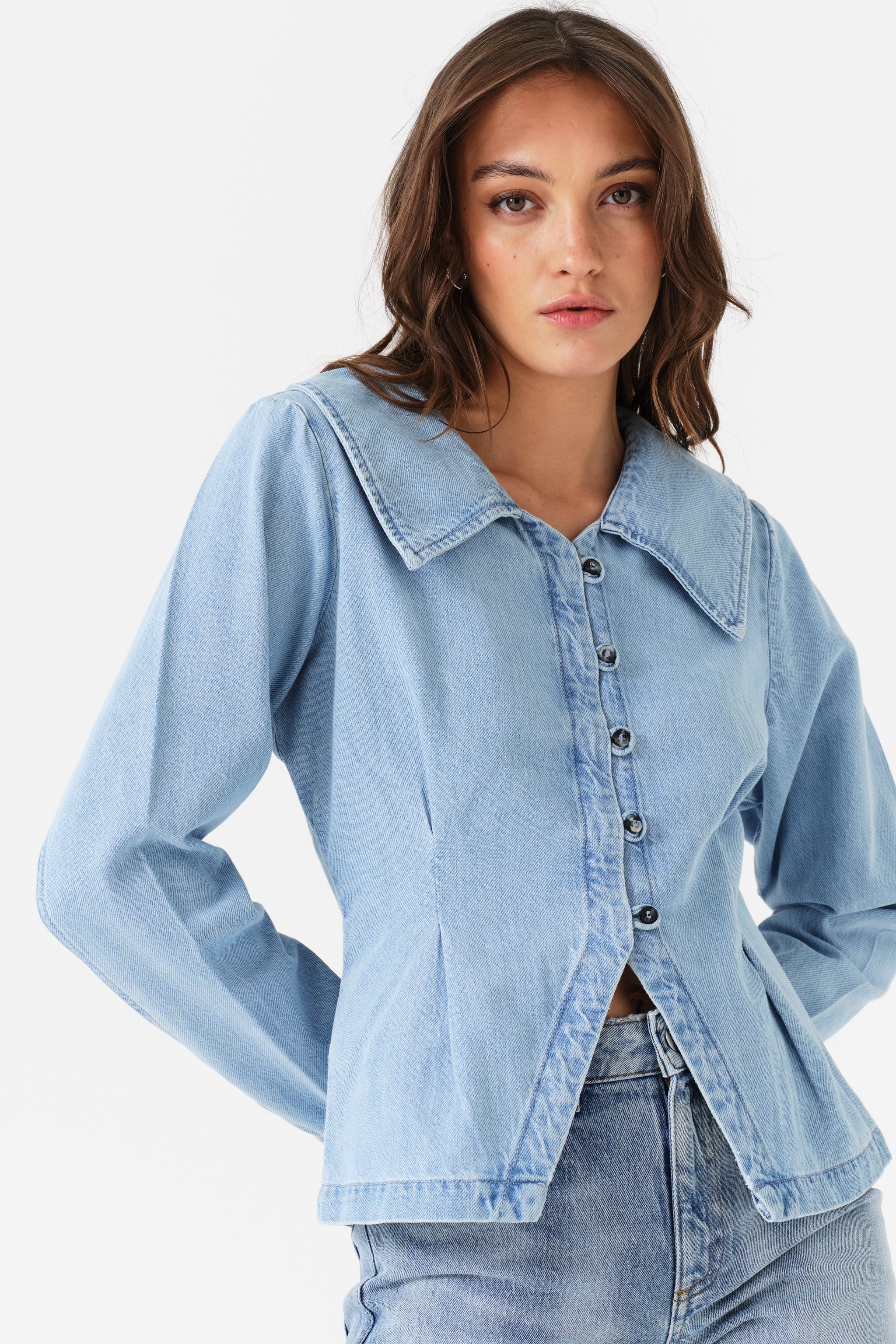 Bette Button Up Denim Shirt in Austin