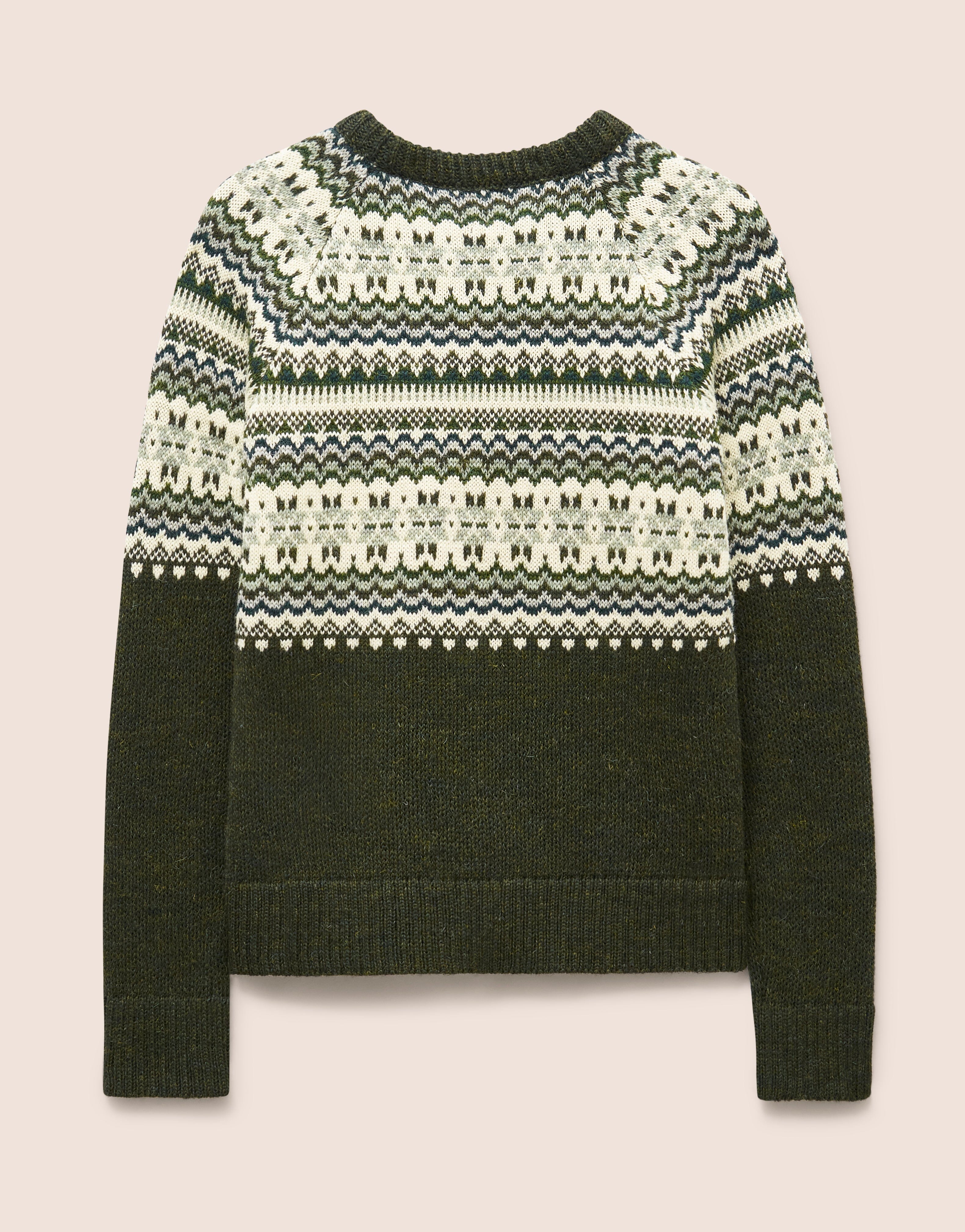 Blair Made in England Wool Fair Isle Sweater in Green