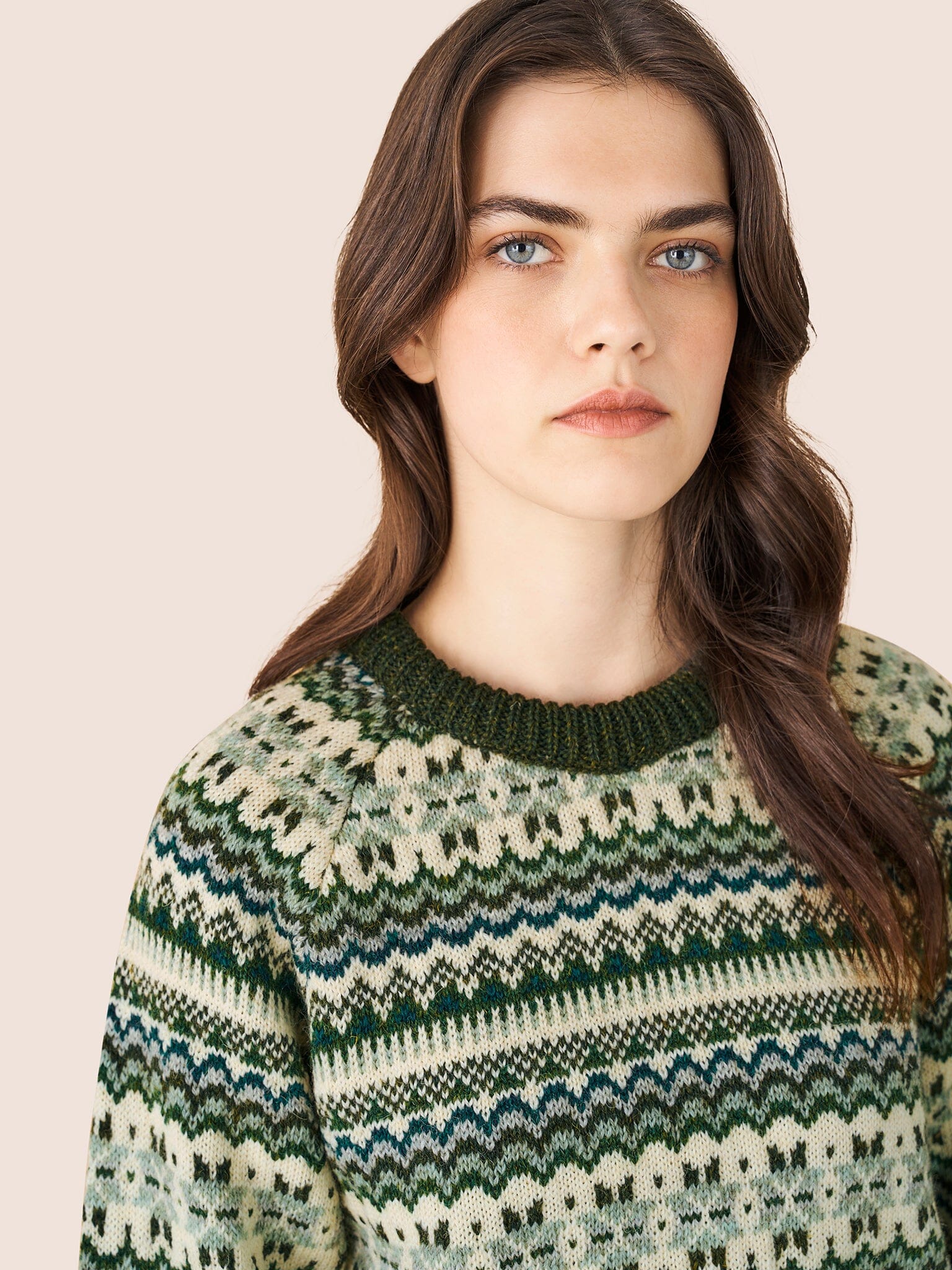 Blair Made in England Wool Fair Isle Sweater in Green