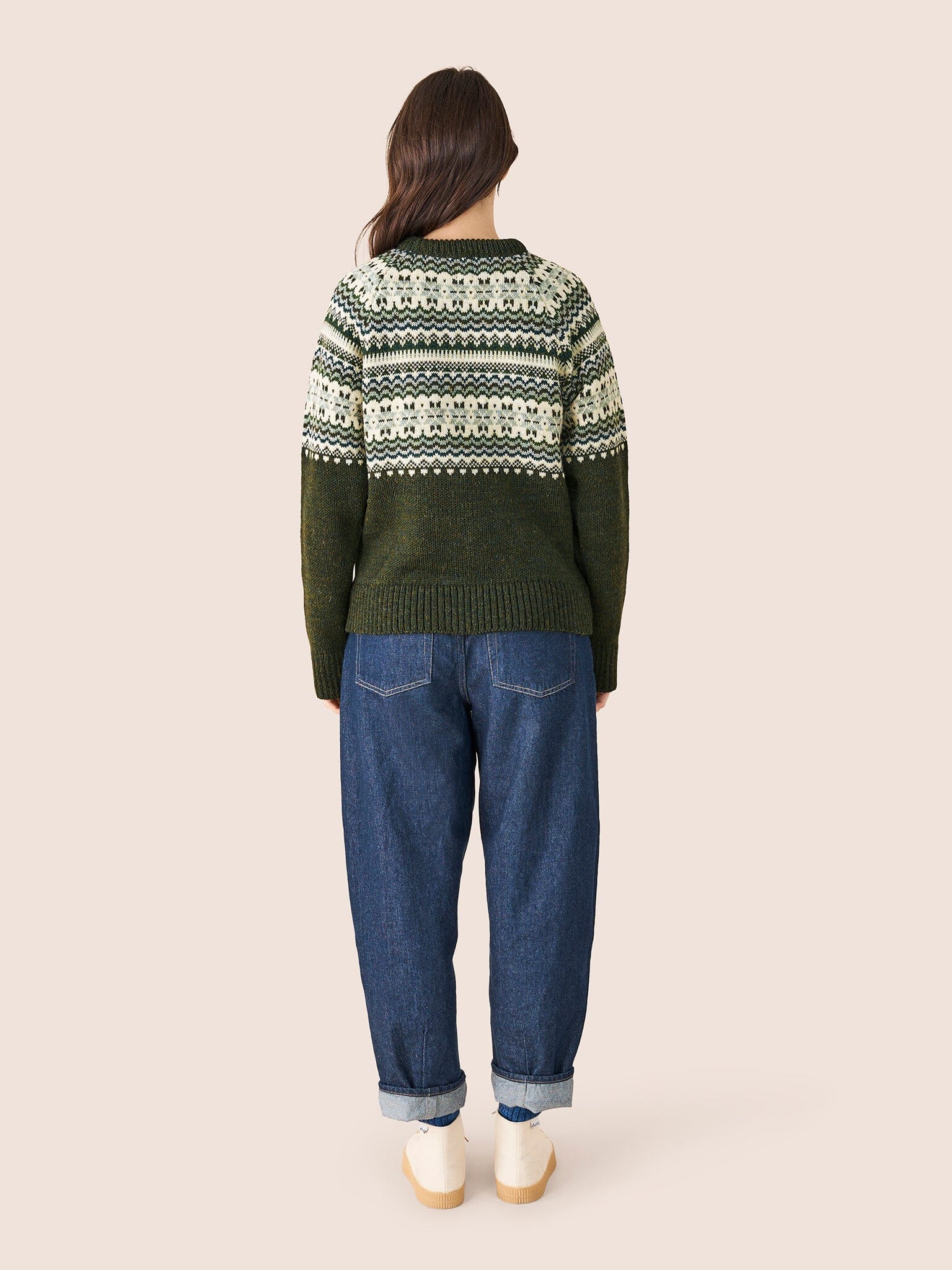 Blair Made in England Wool Fair Isle Sweater in Green