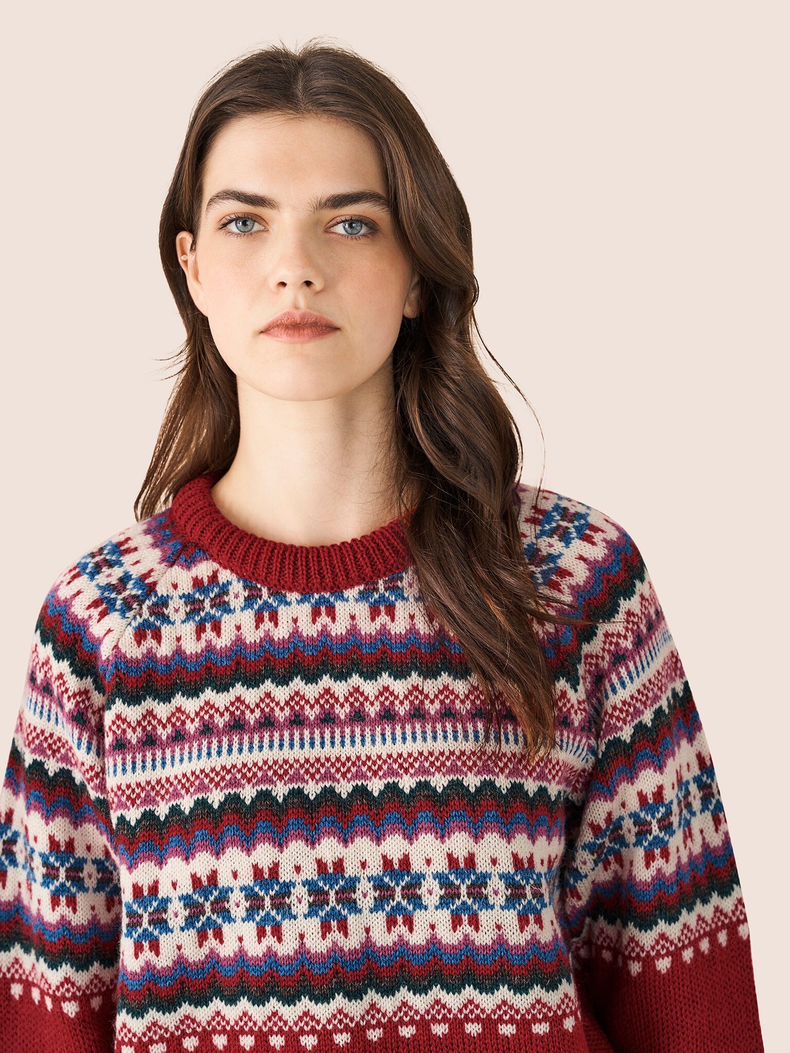 Blair Made in England Wool Fair Isle Sweater in Red