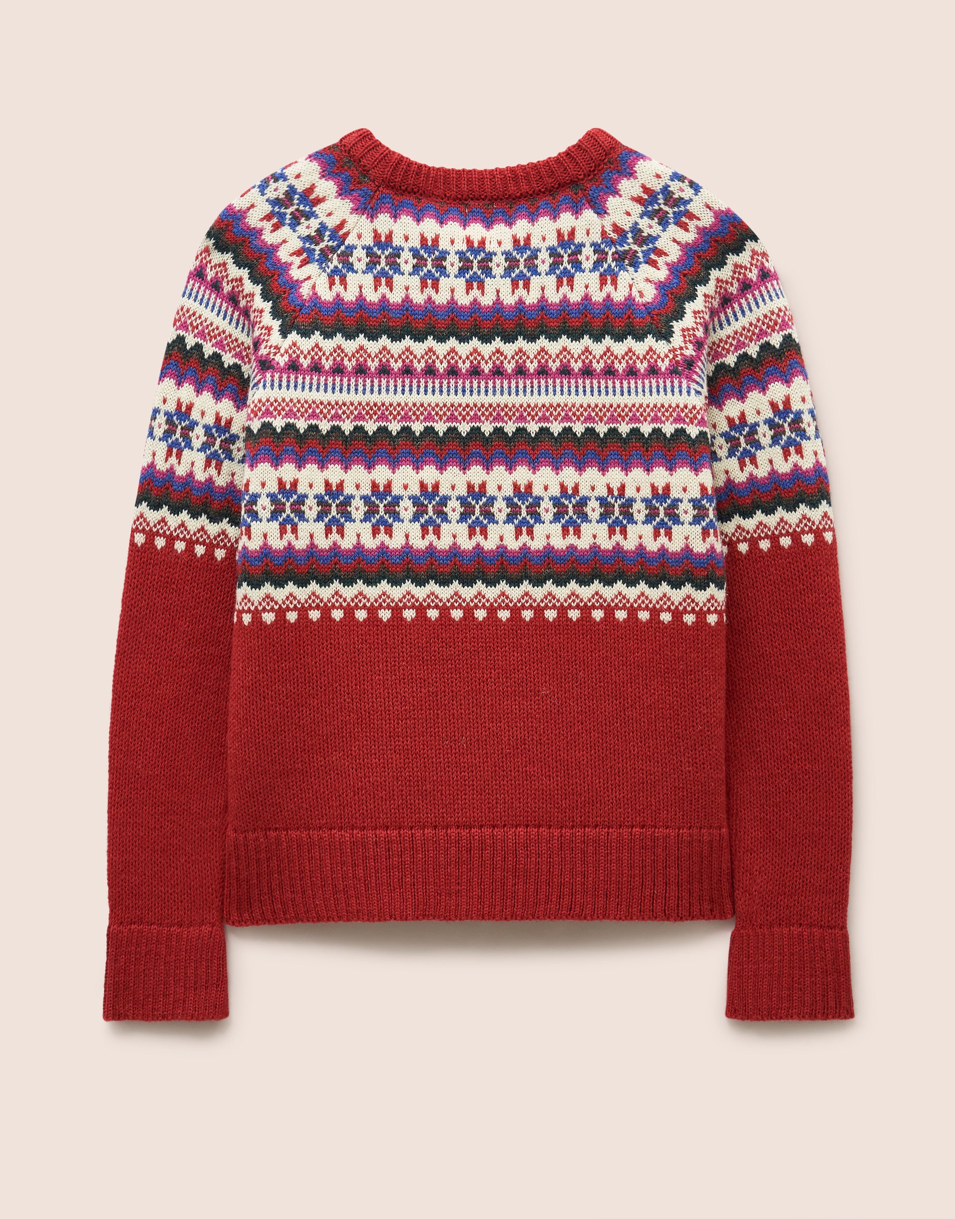 Blair Made in England Wool Fair Isle Sweater in Red