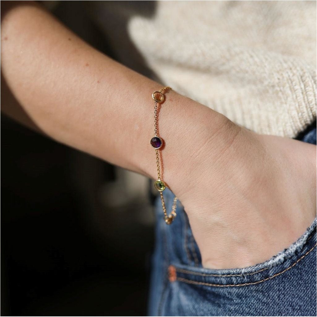 Chennai Multi Gemstone and Gold Vermeil Bracelet