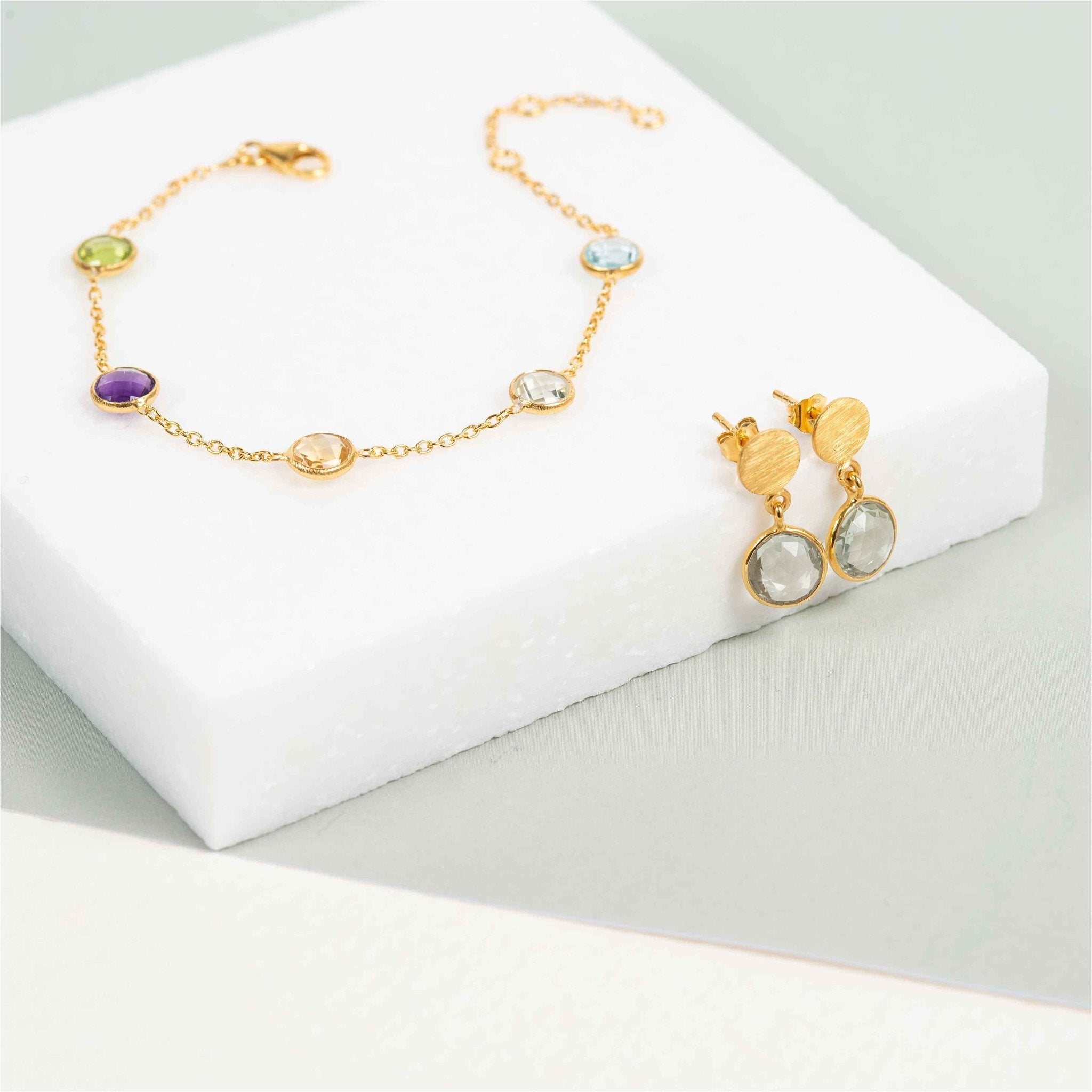 Chennai Multi Gemstone and Gold Vermeil Bracelet