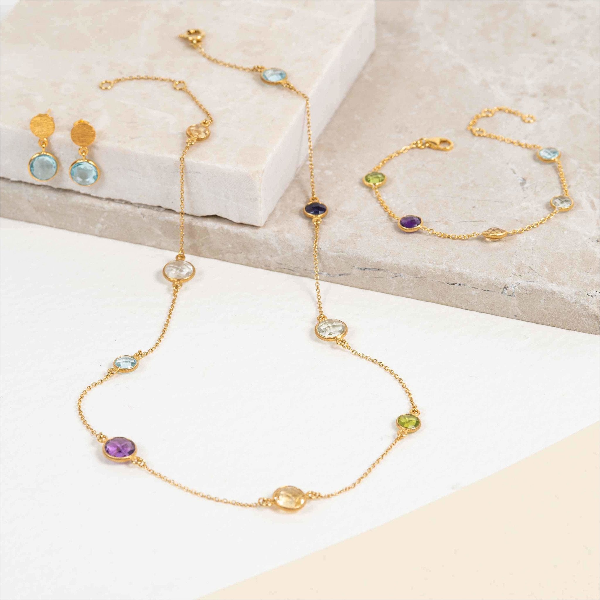 Chennai Multi Gemstone and Gold Vermeil Bracelet
