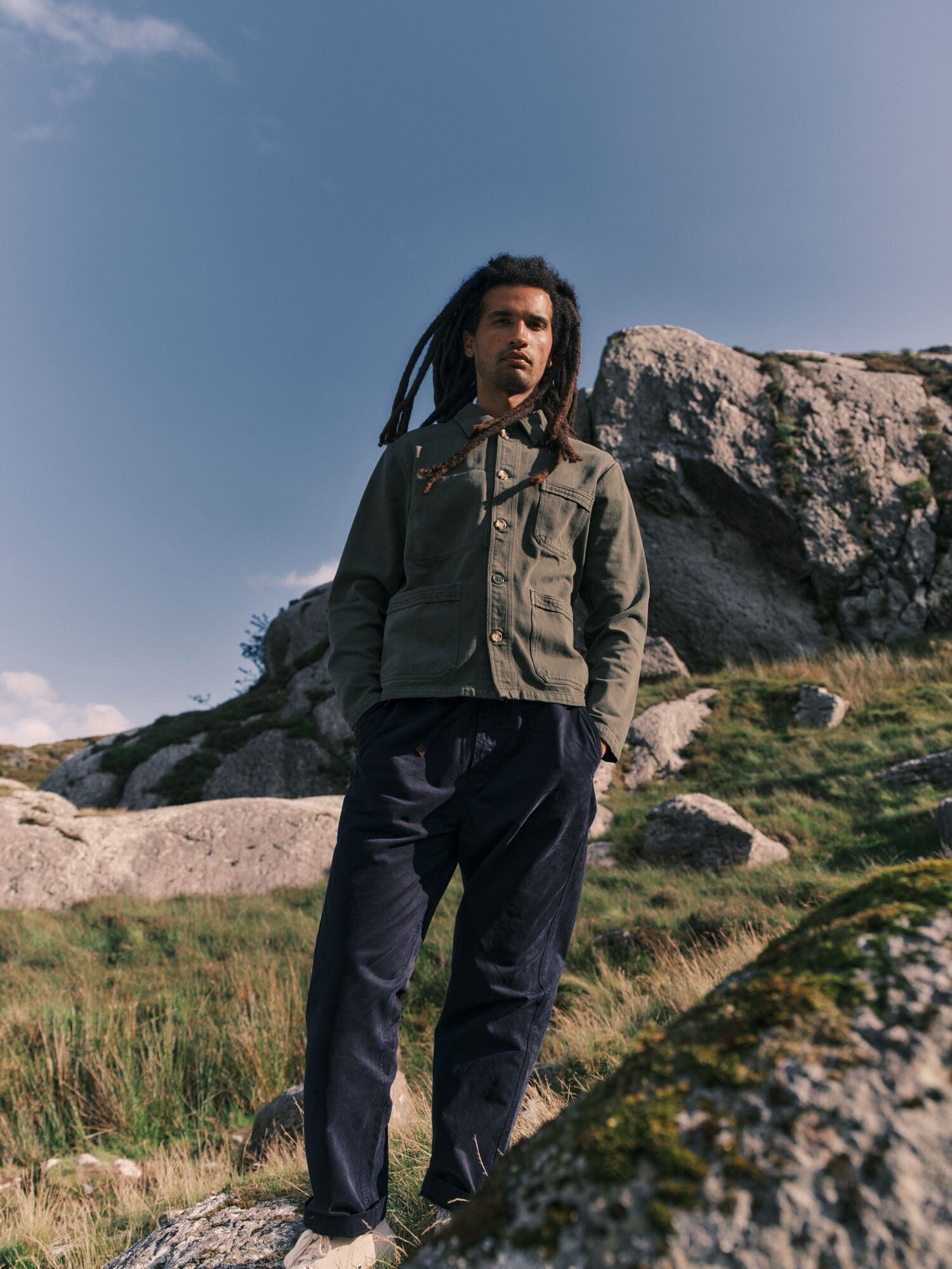 Brecon Cotton Patched Chore Jacket in Green