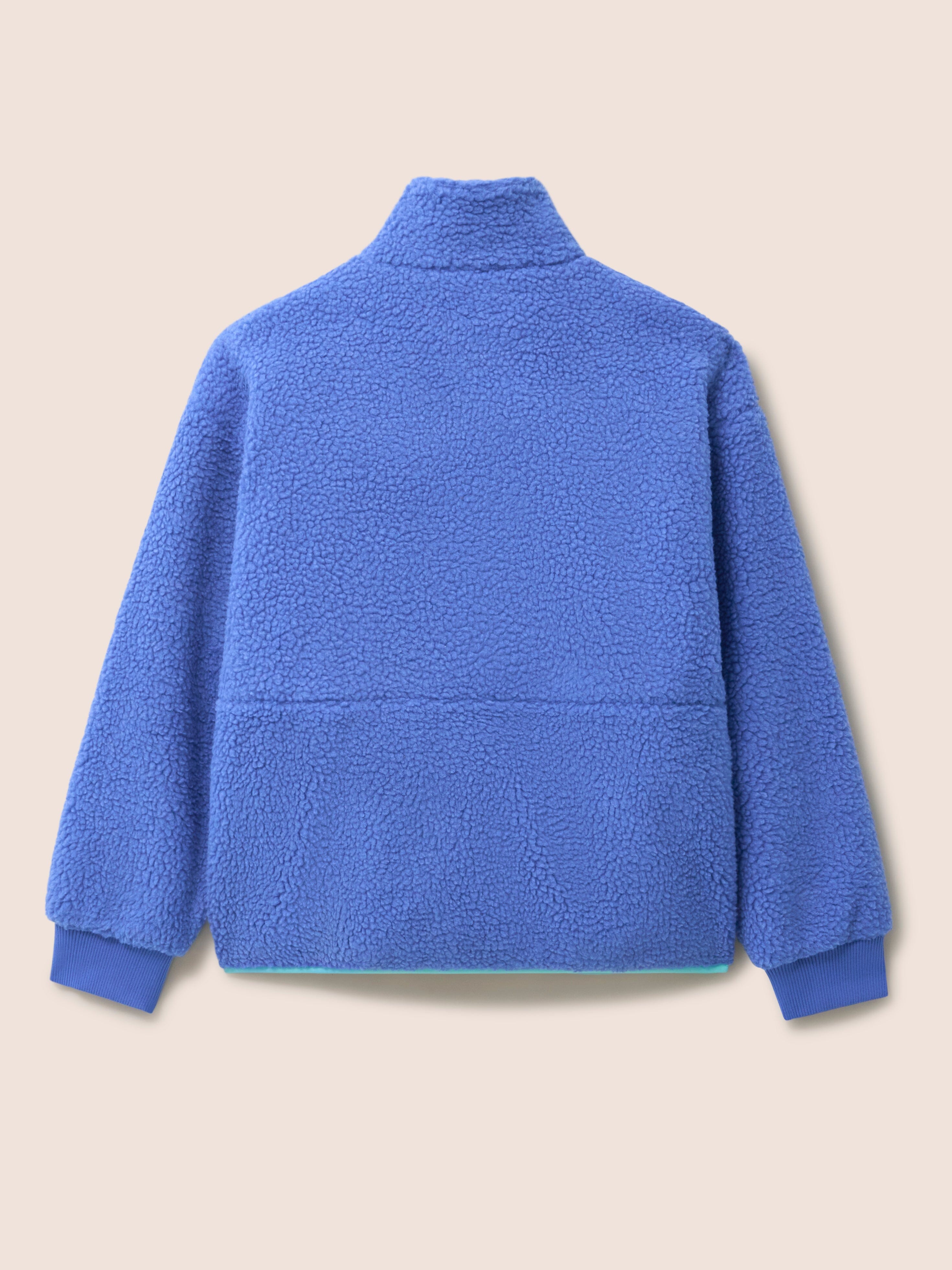Brooklyn Recycled Fleece Zip Front Jacket in Blue