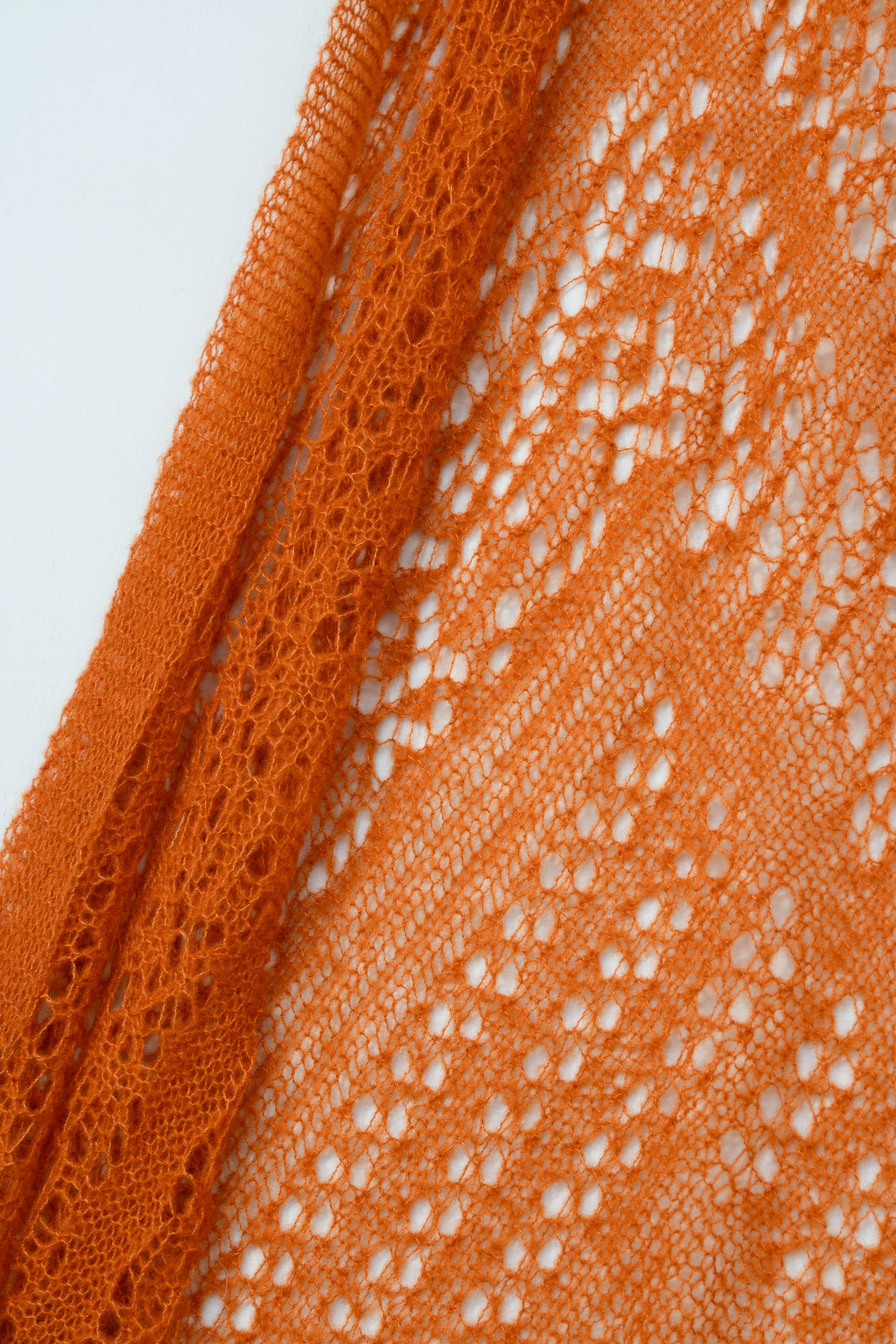 The Laura Pointelle Merino Cashmere Silk Scarf in Tangerine