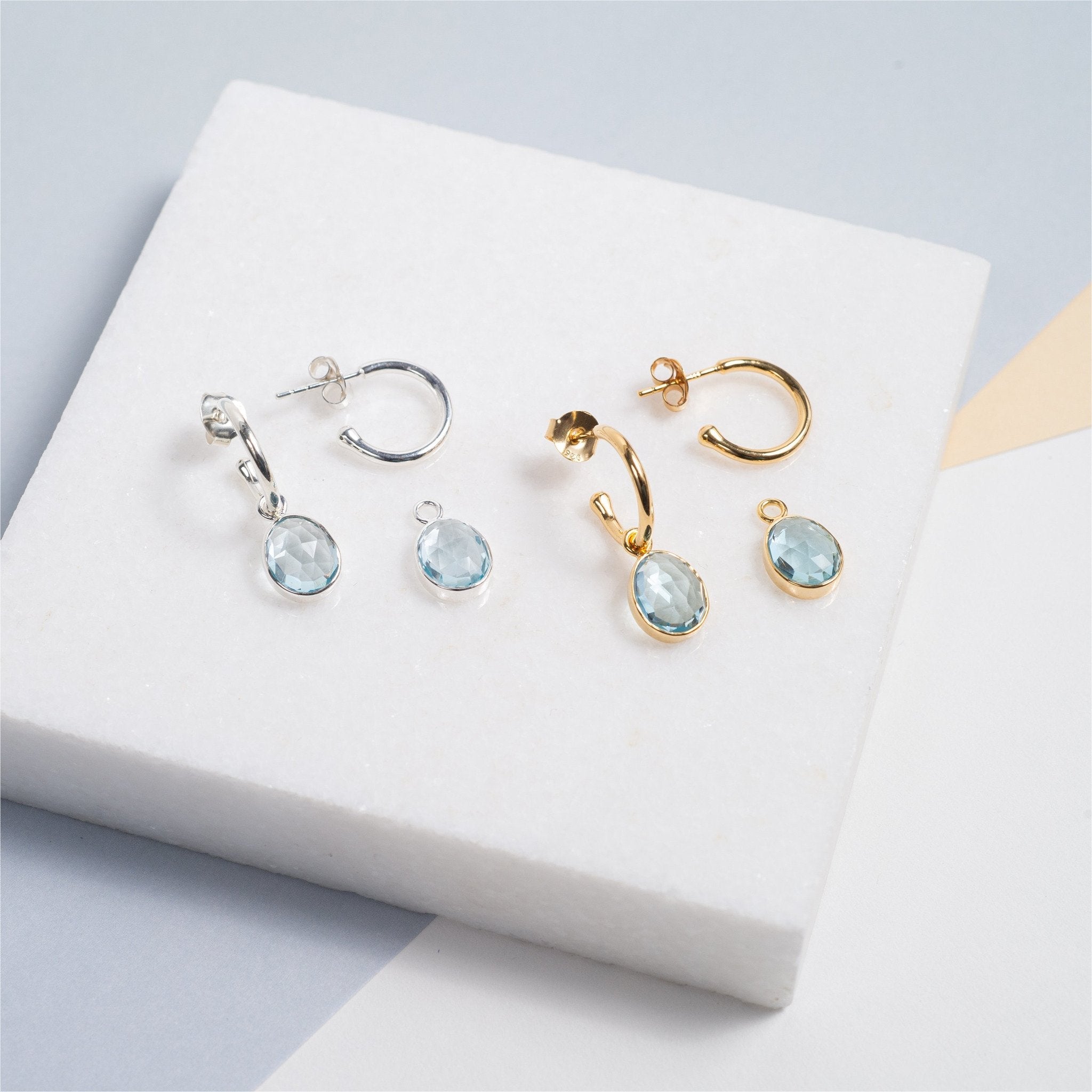 Manhattan Silver and Blue Topaz Interchangeable Gemstone Earrings
