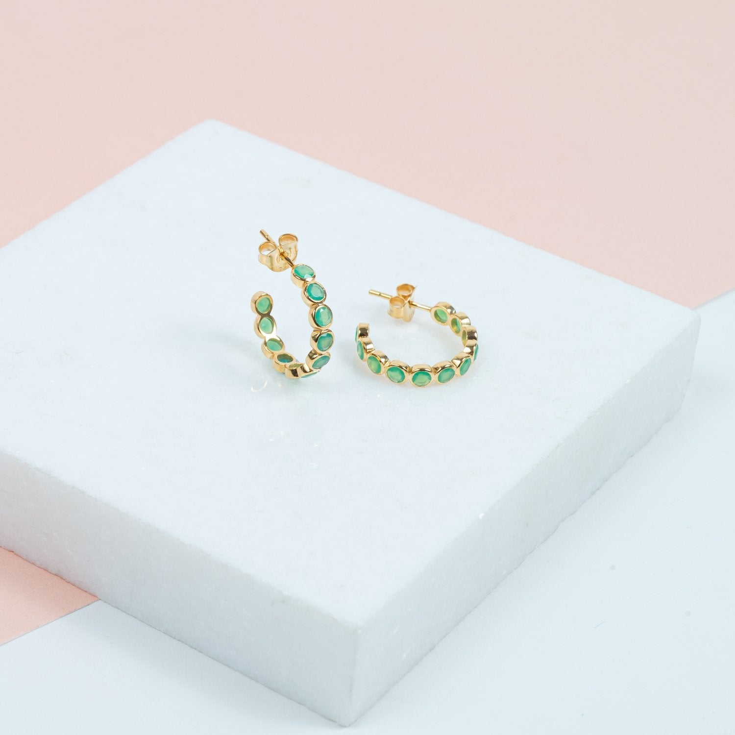Ortigia Chrysoprase and Gold Vermeil Hoop Earrings