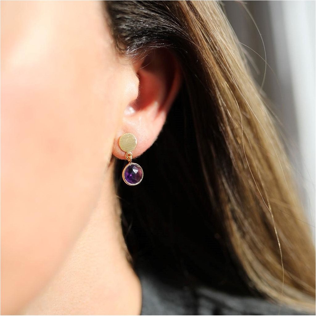 Salina Amethyst and Gold Vermeil Disc Earrings