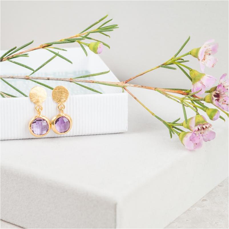 Salina Amethyst and Gold Vermeil Disc Earrings