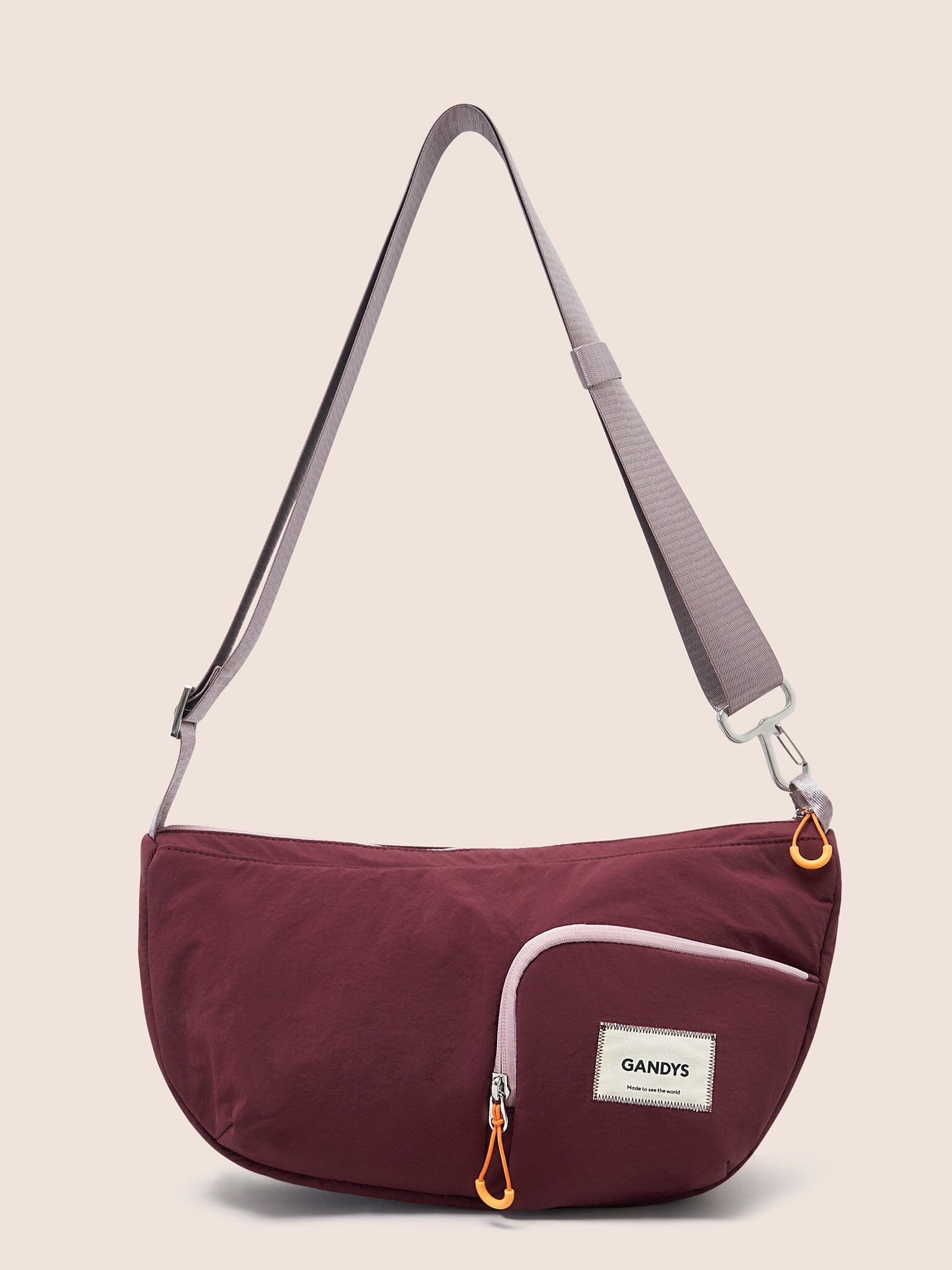 Ecuador Recycled Nylon Sling Bag in Burgundy
