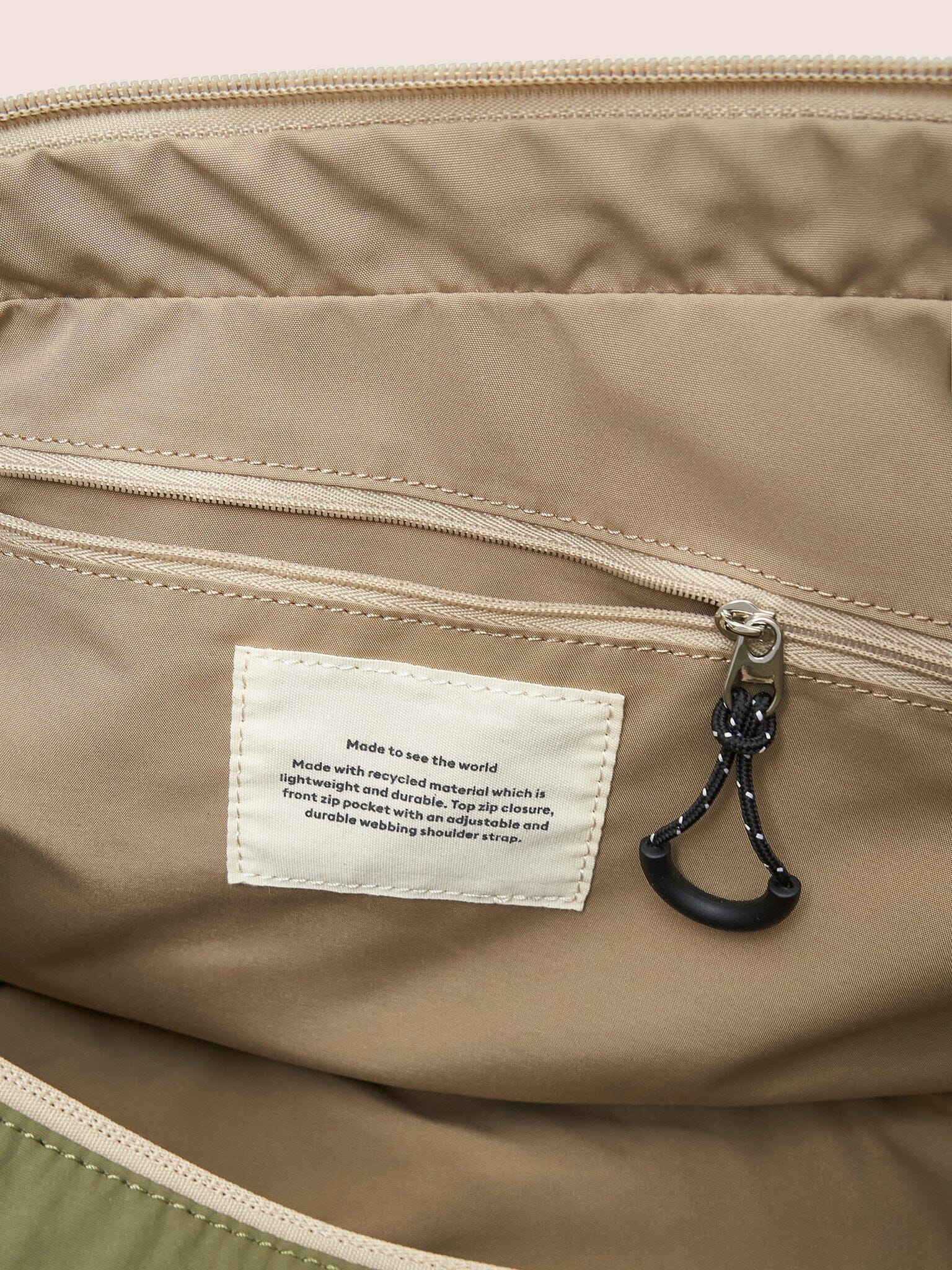 Ecuador XL Recycled Nylon Lightweight Sling Bag in Khaki