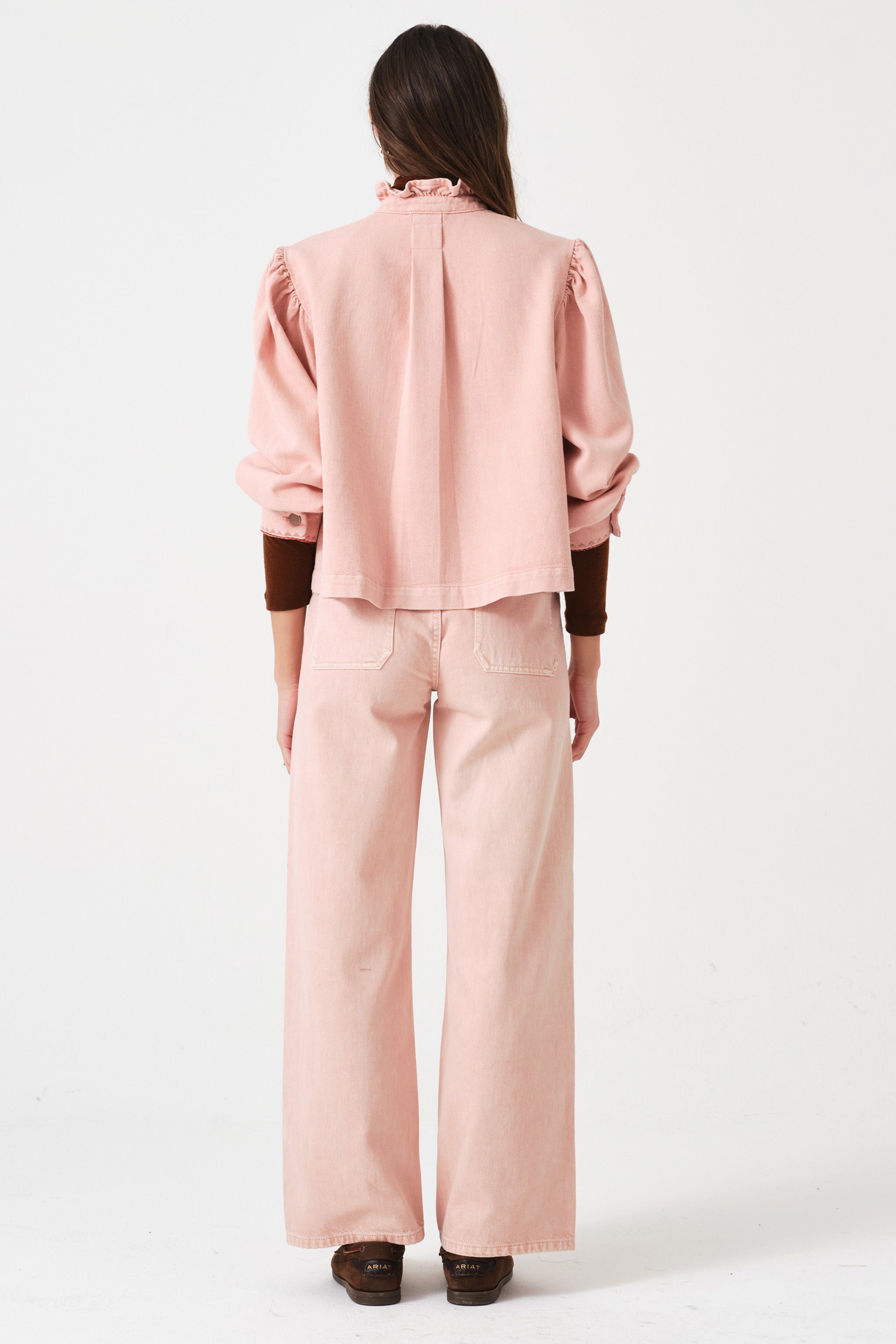 Eden Cropped Wide Leg Jean in Peony Pink