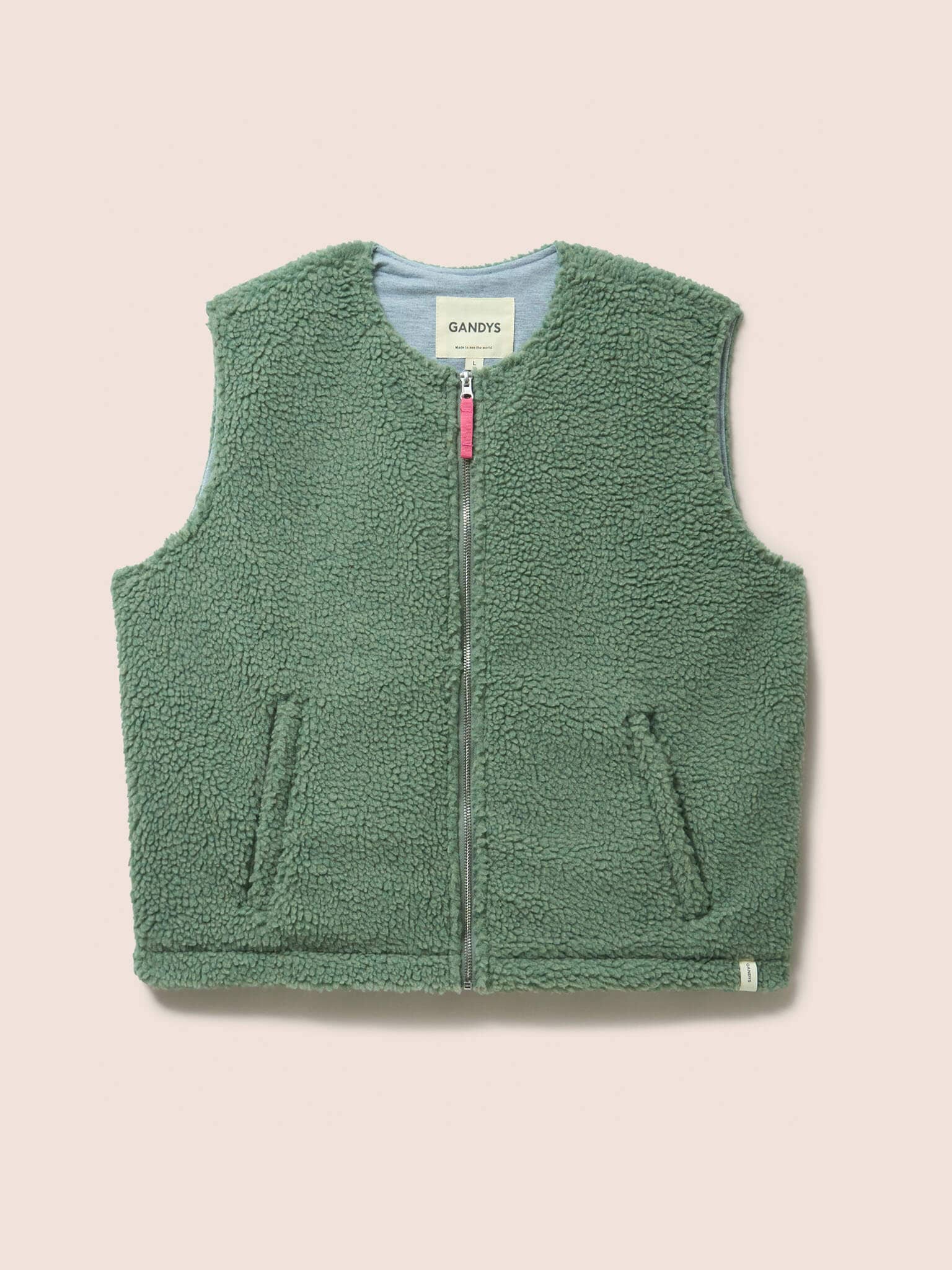 Harlem Recycled Fleece Gilet in Hedge Green