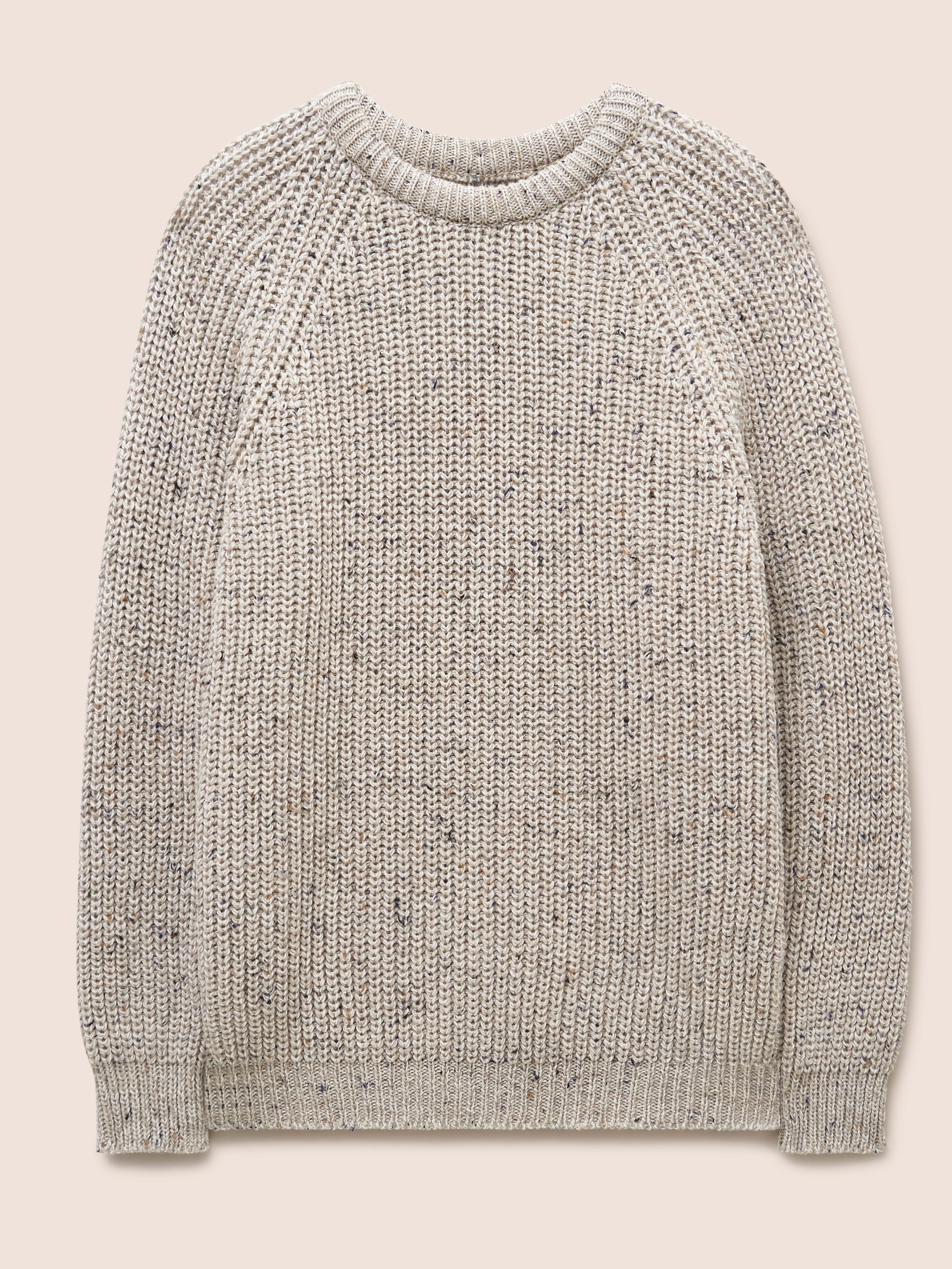 Highland Made in England Wool Fisherman Sweater in Natural