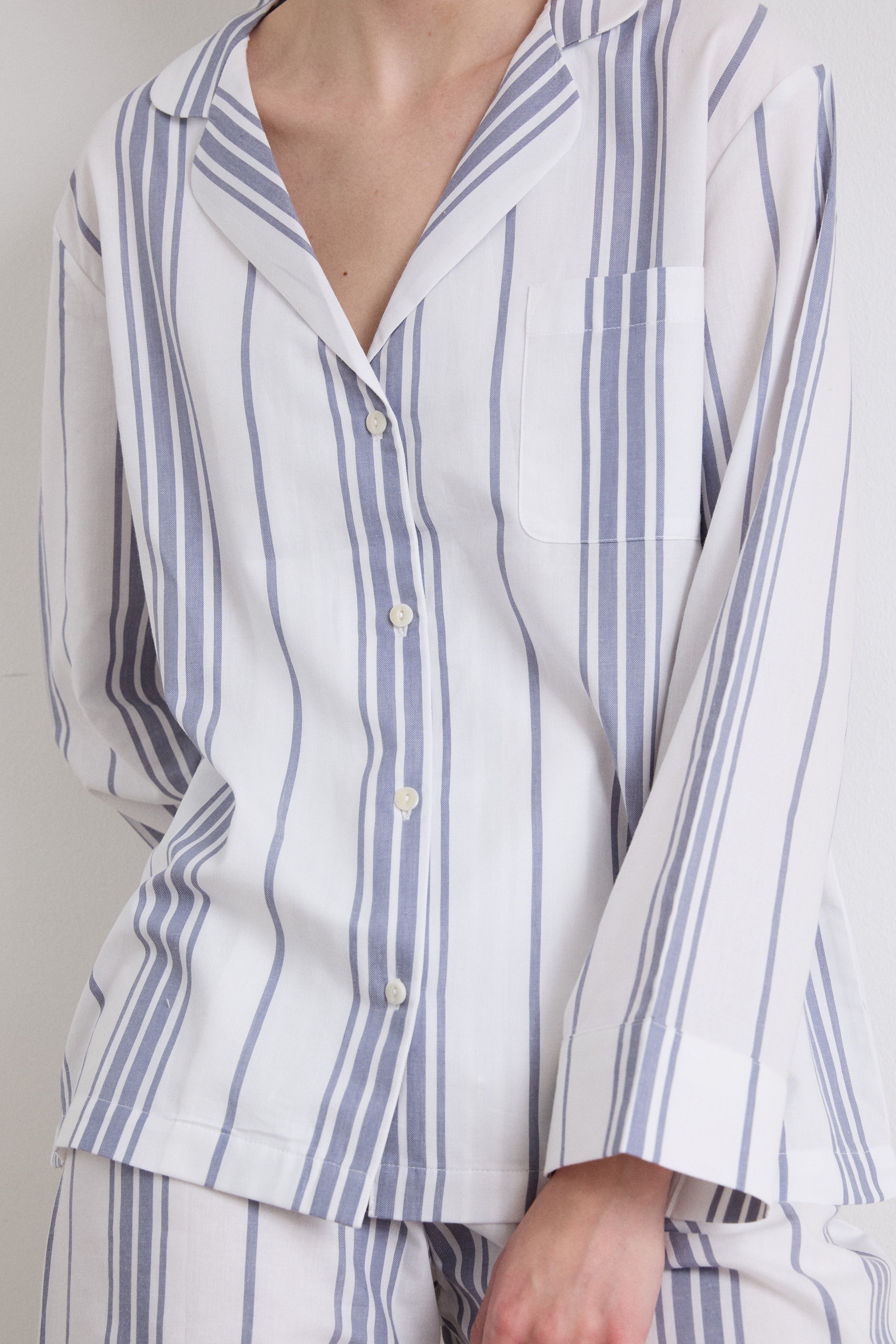 Classic Slate Blue Stripe Pyjama Set