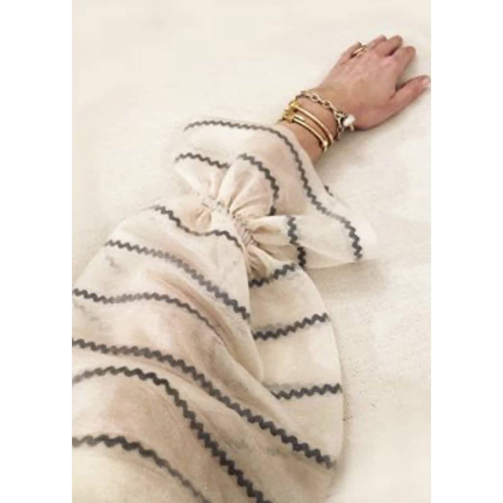 Carousel Sweater Ric Rac Ribbon Stripe - Beige