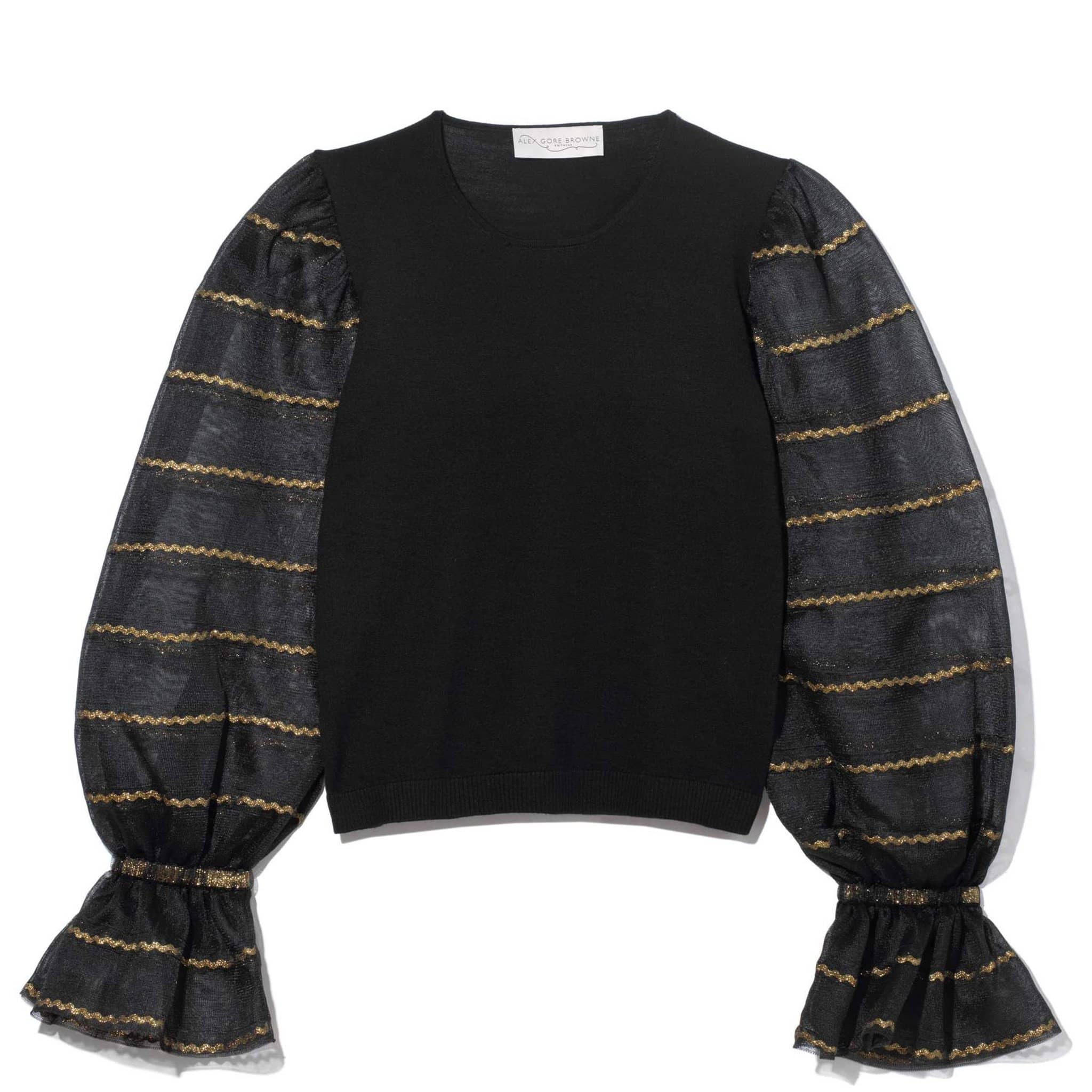 Carousel Sweater - Ric Rac Ribbon Stripe - Black