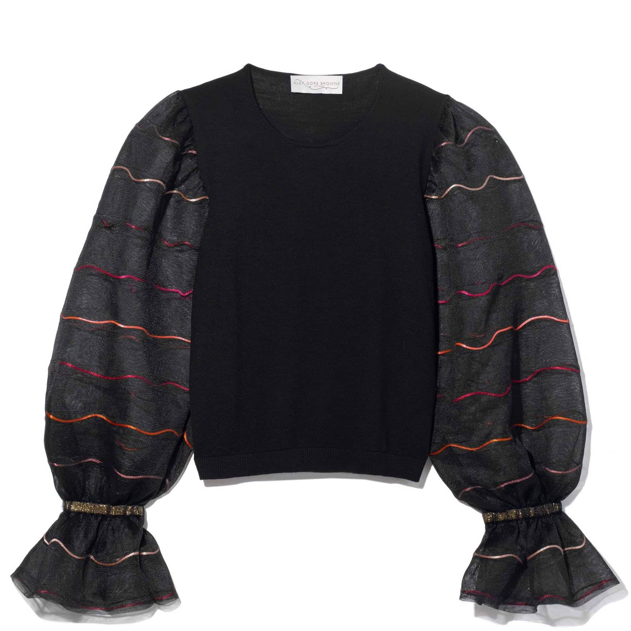 Carousel Sweater - Satin Cord Stripe - Black