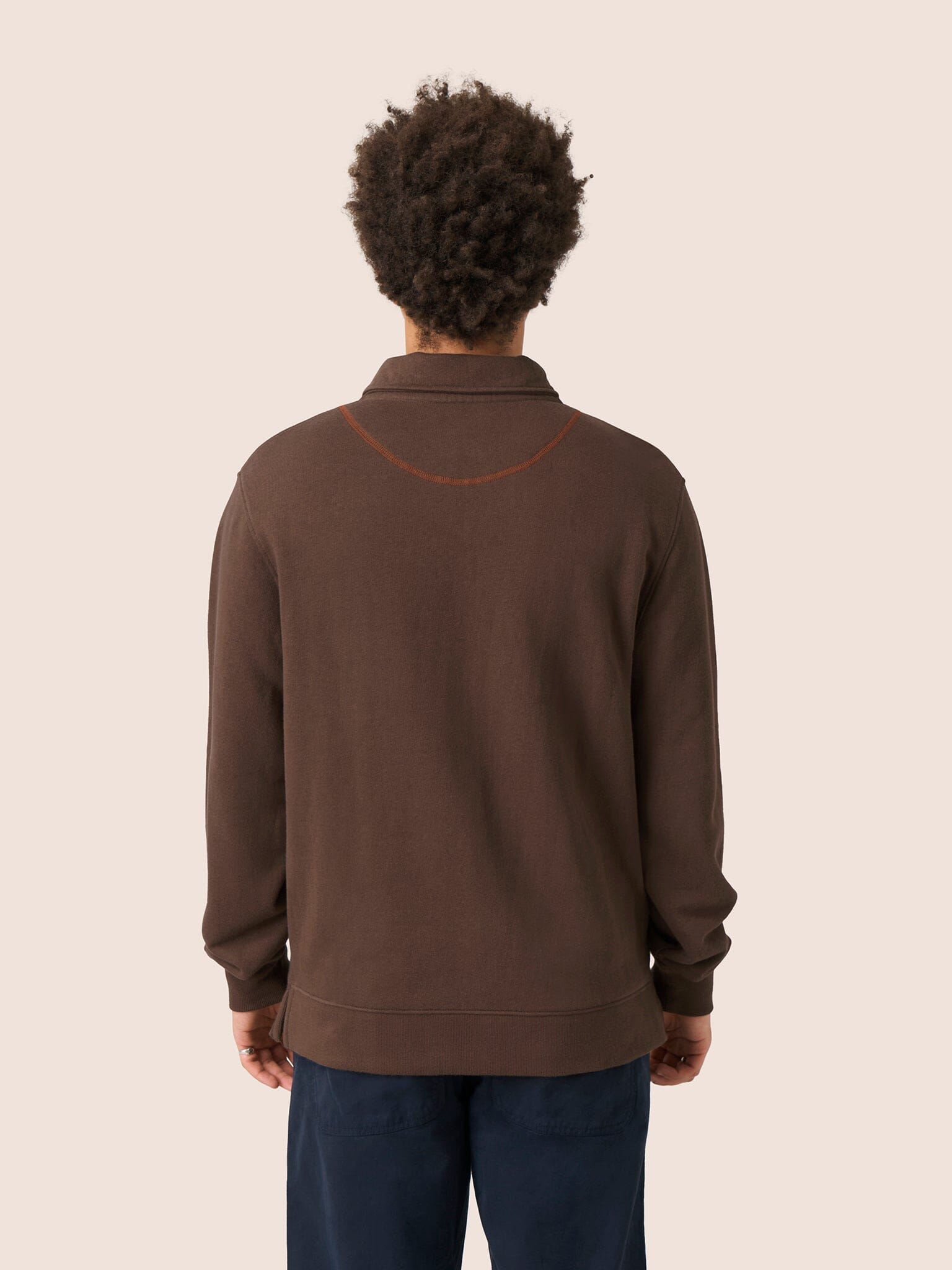 Java Organic Cotton 1/4 Zip Sweater in Brown