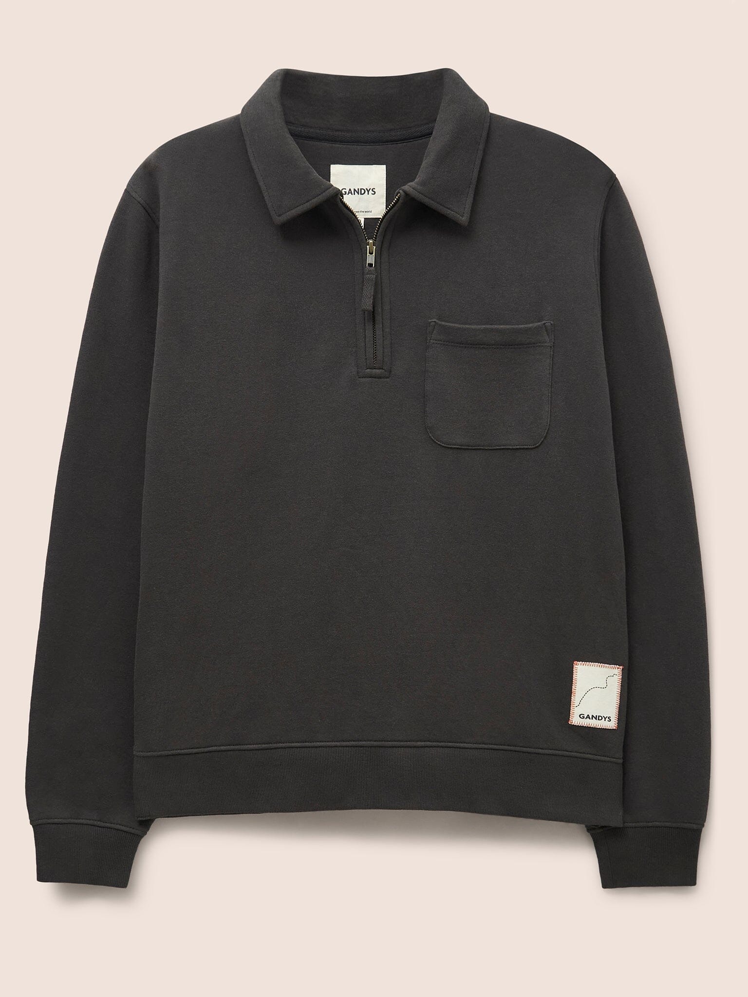 Java Organic Cotton 1/4 Zip Sweater in Charcoal