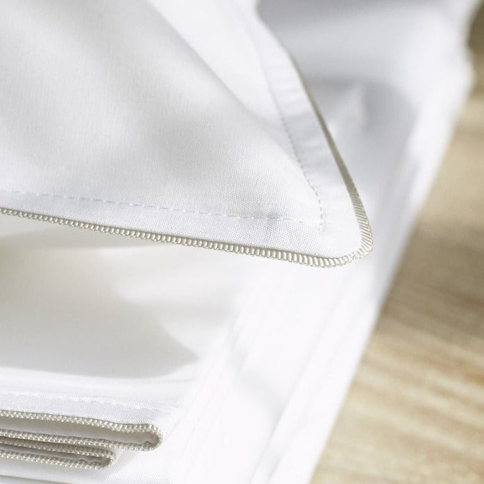 Island Duvet Cover - White With Silver Trim